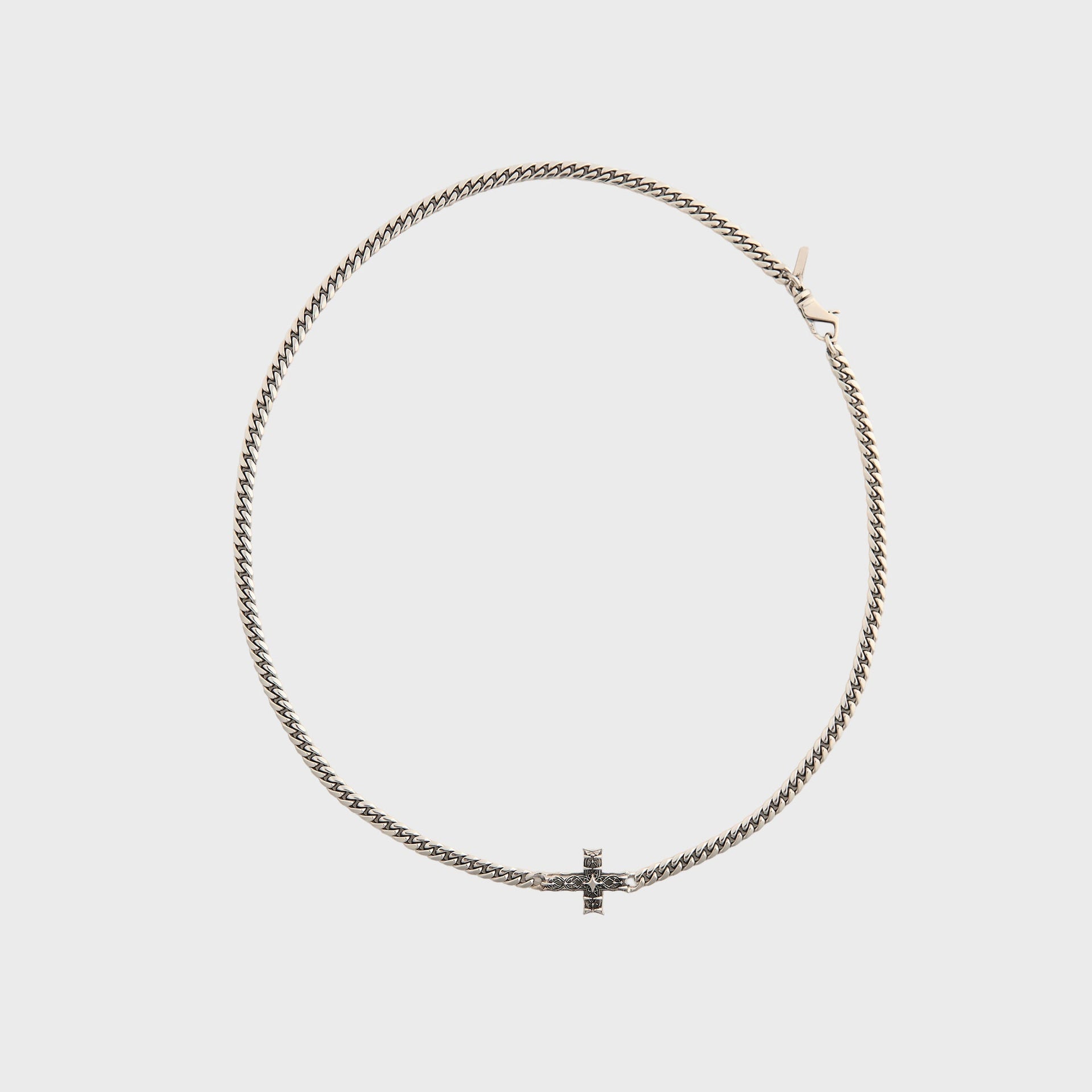 Emanuele Bicocchi Notre Dame Cross Chain Necklace - Silver