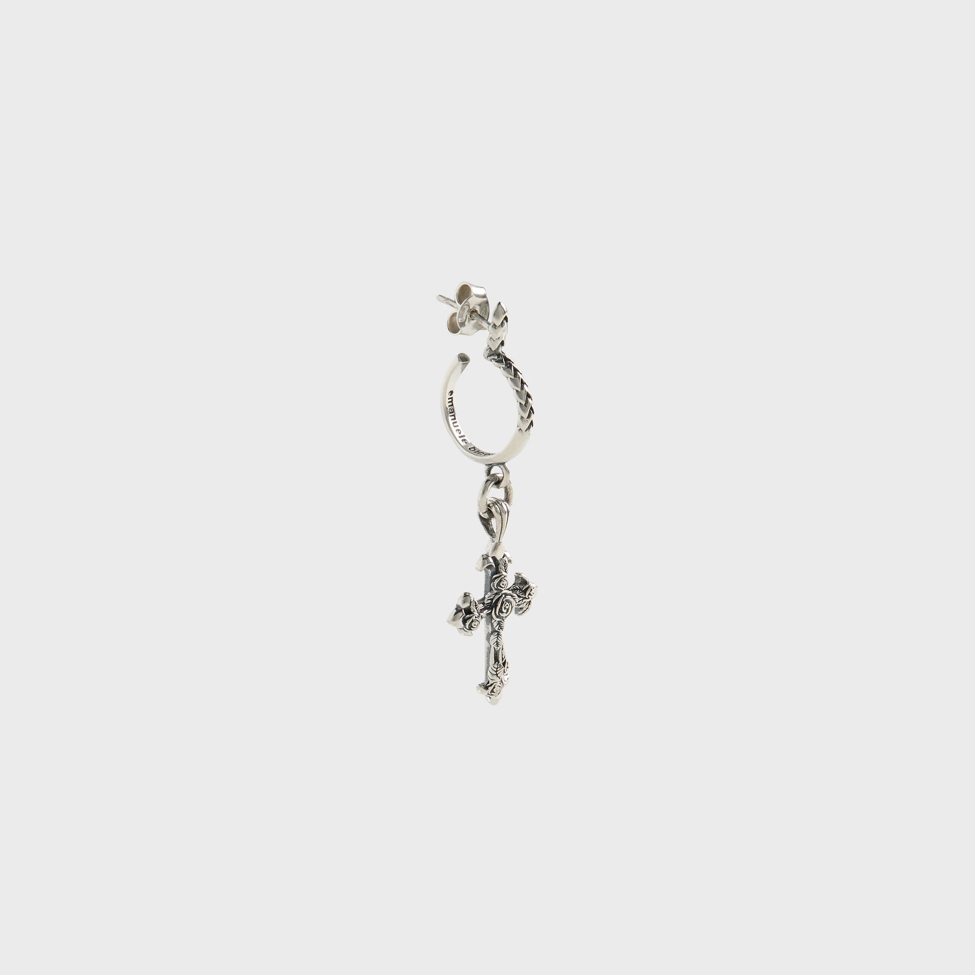 Emanuele Bicocchi Rose Cross Earring - Silver