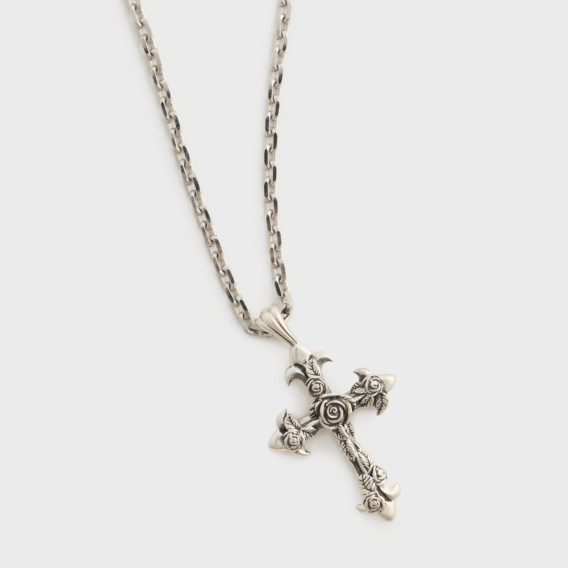 Emanuele Bicocchi Small Rose Cross Necklace - Silver