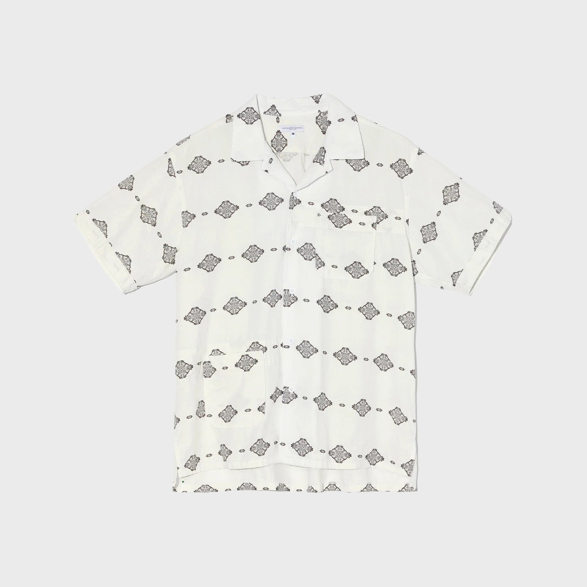 Engineered Garments Ikat Print Camp Shirt - White / Black