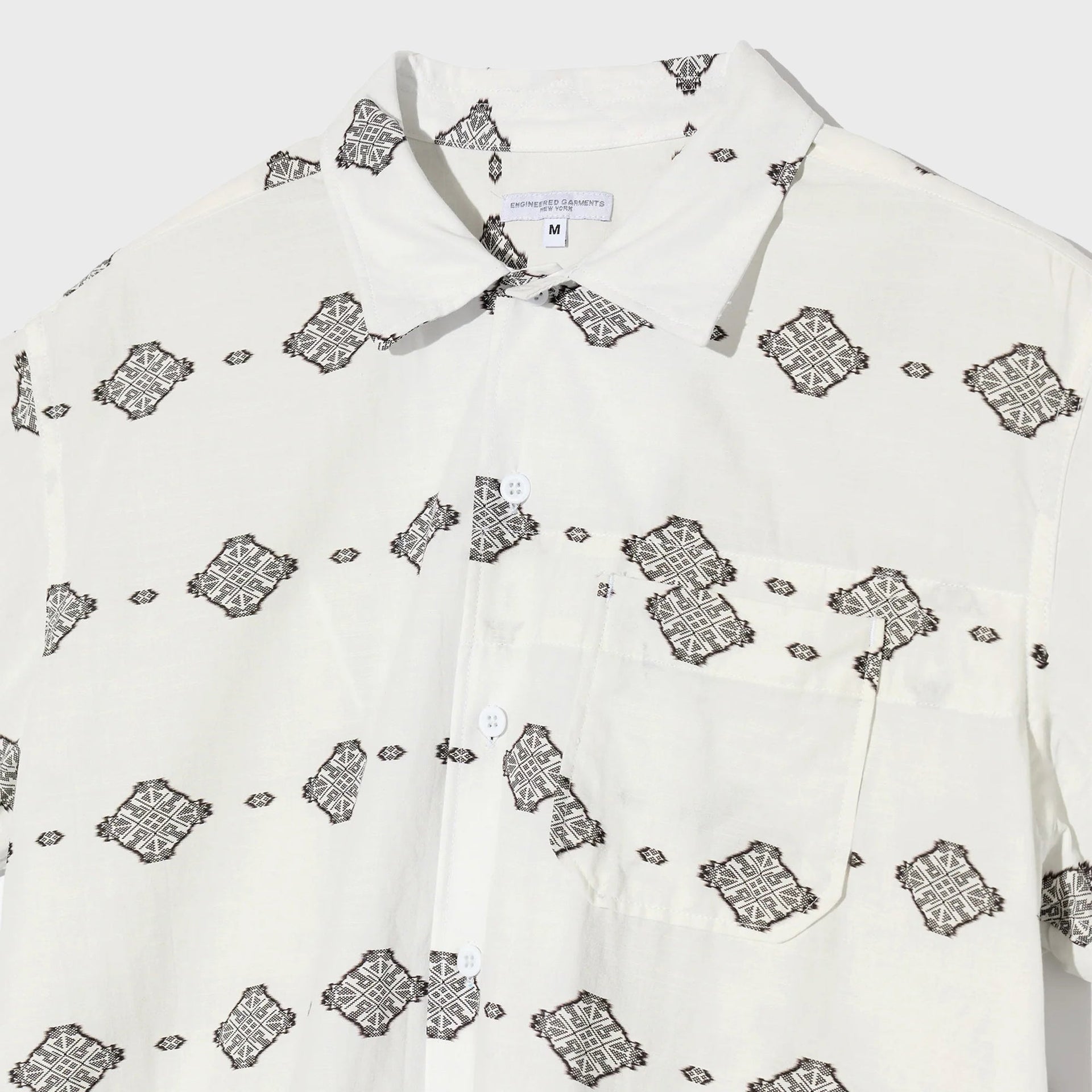 Engineered Garments Ikat Print Camp Shirt - White / Black