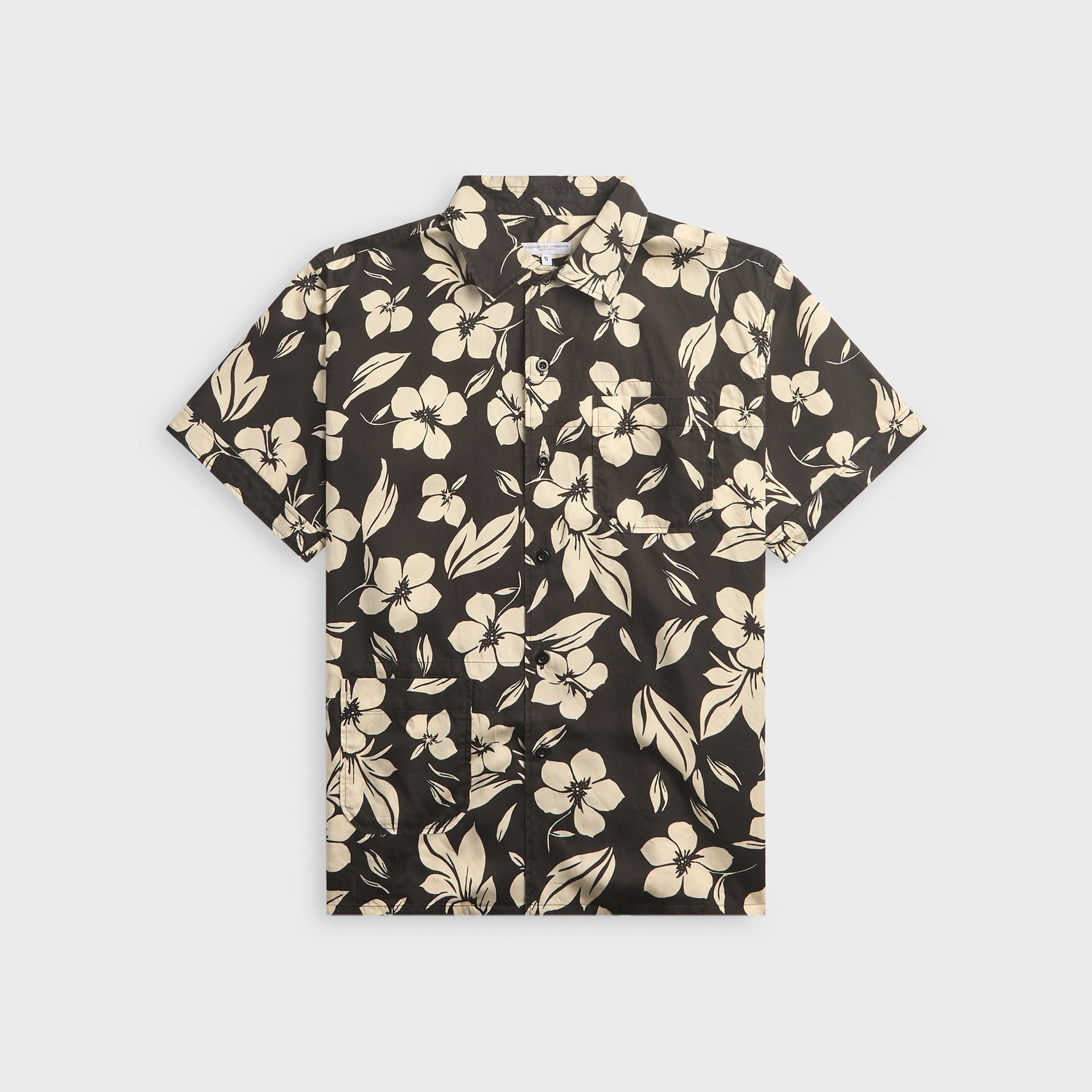 Engineered Garments Tencel Floral Print Camp Shirt - Black / Natural
