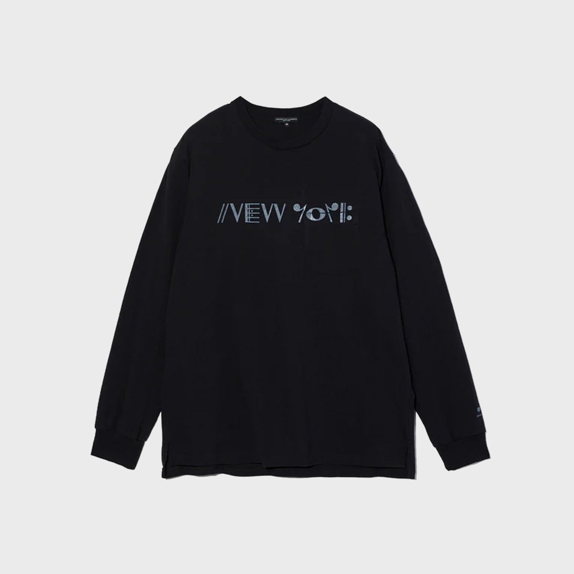 Engineered Garments Printed Cross Crewneck Long Sleeve Tee - Black