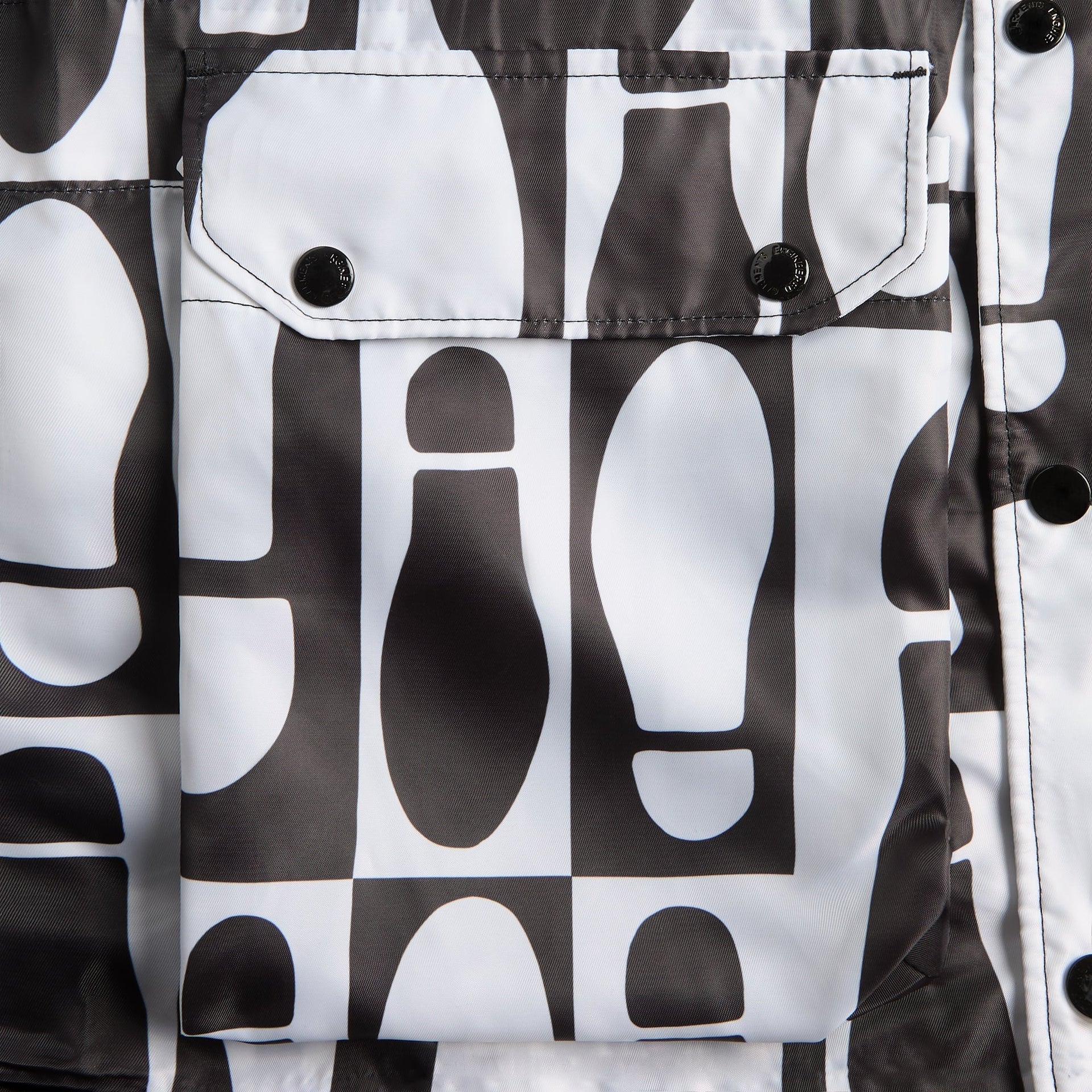 Engineered Garments Foot Print Polyester Pilot Twill Parka - White / Black