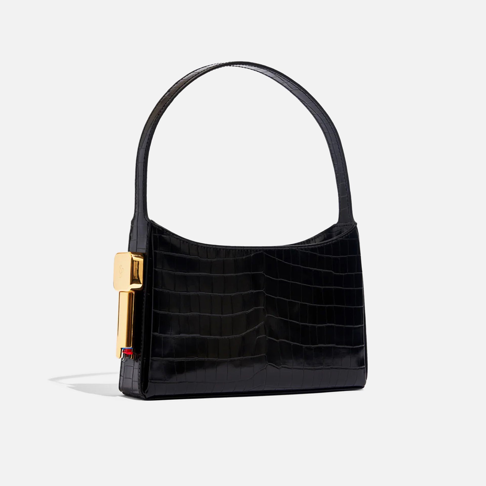 Edie Parker Burn Shoulder Bag - Black Croc