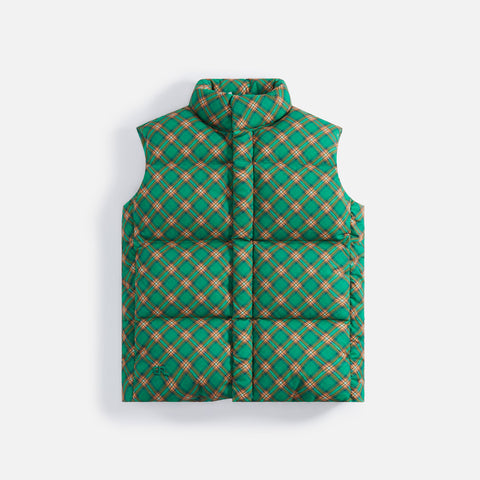 ERL Printed Quilted Puffer Vest - Green Plaid