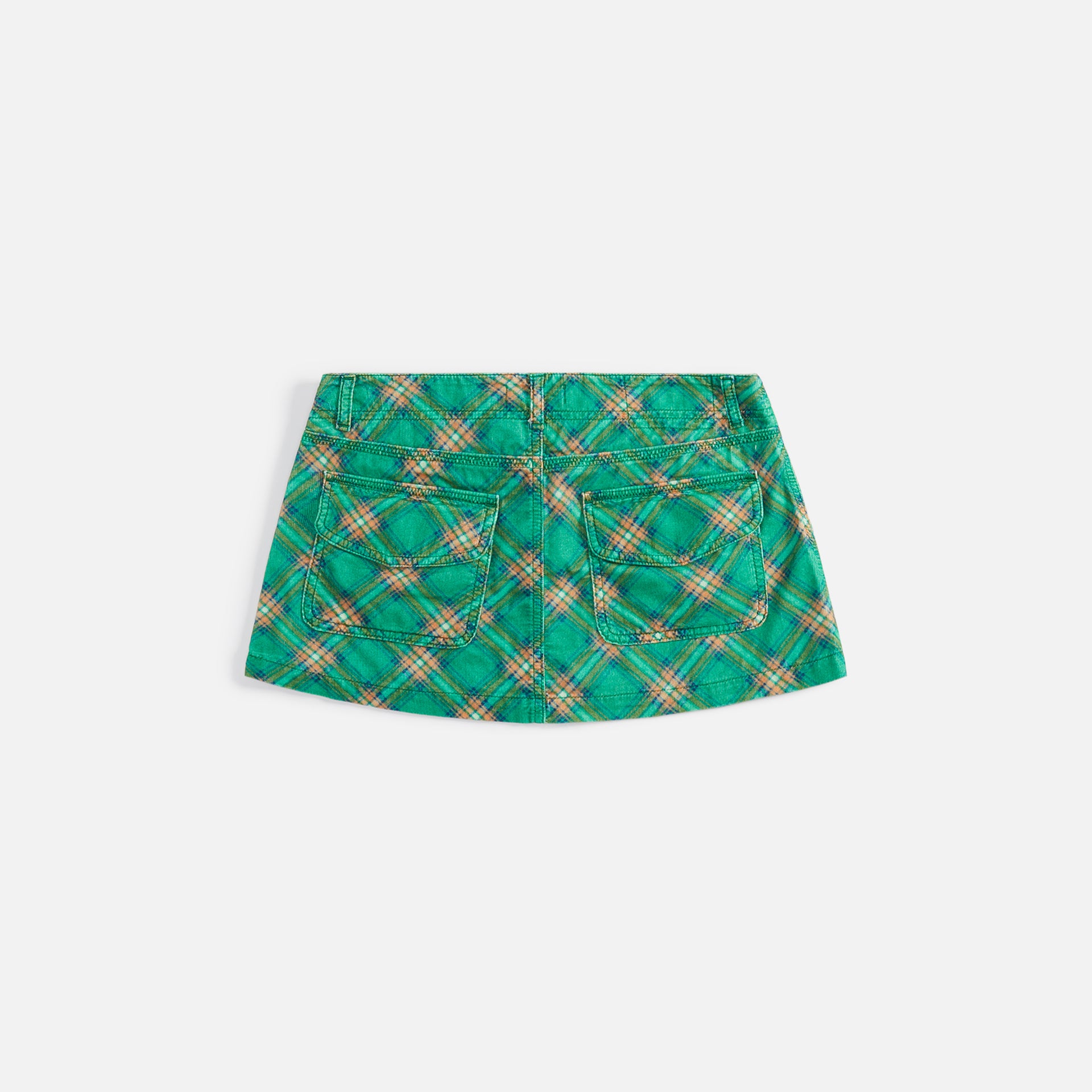 ERL Printed Corduroy Skirt - Green Plaid