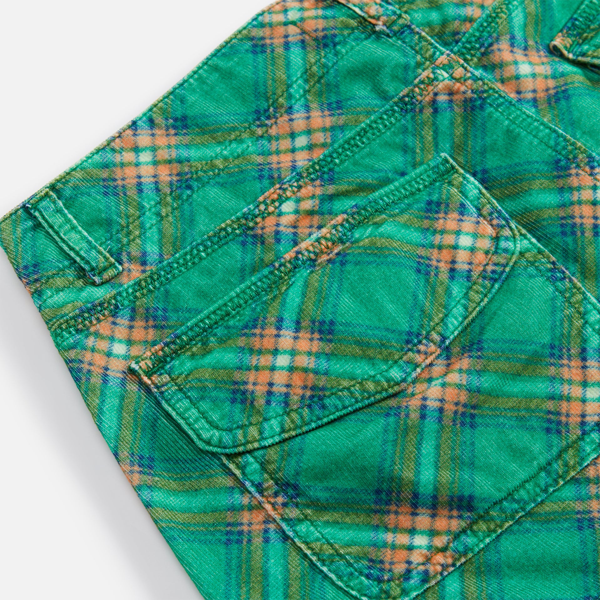 ERL Printed Corduroy Skirt - Green Plaid