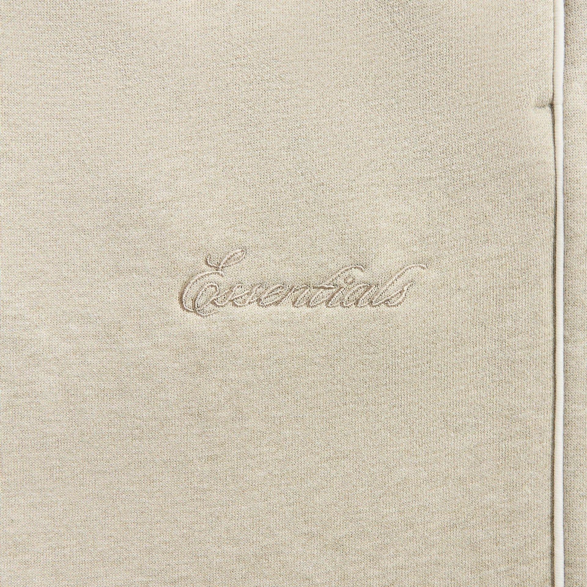 Essentials Relaxed Fleece Sweatpant With Piping in Heather Stone / Cloud White