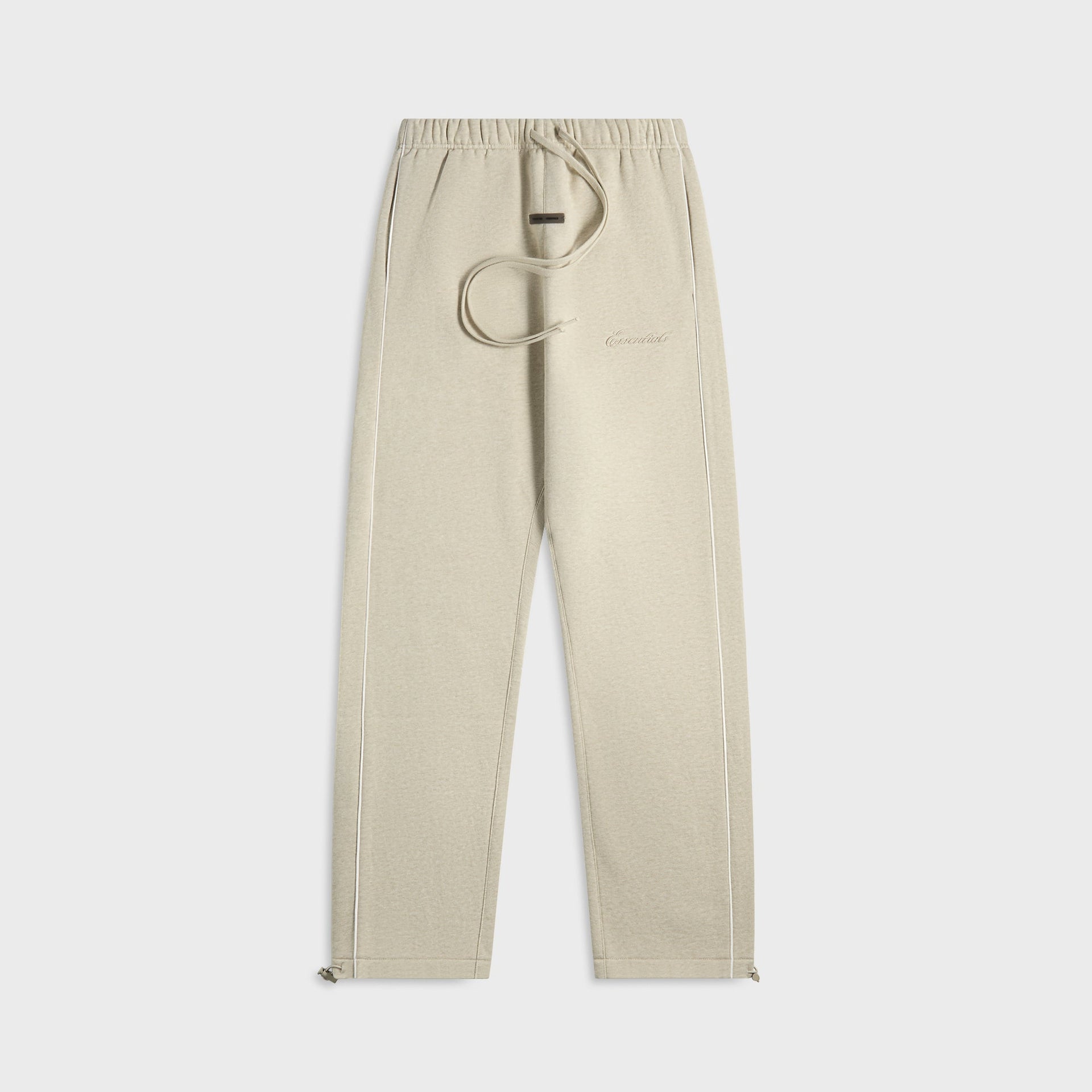 Essentials Relaxed Fleece Sweatpant With Piping in Heather Stone / Cloud White