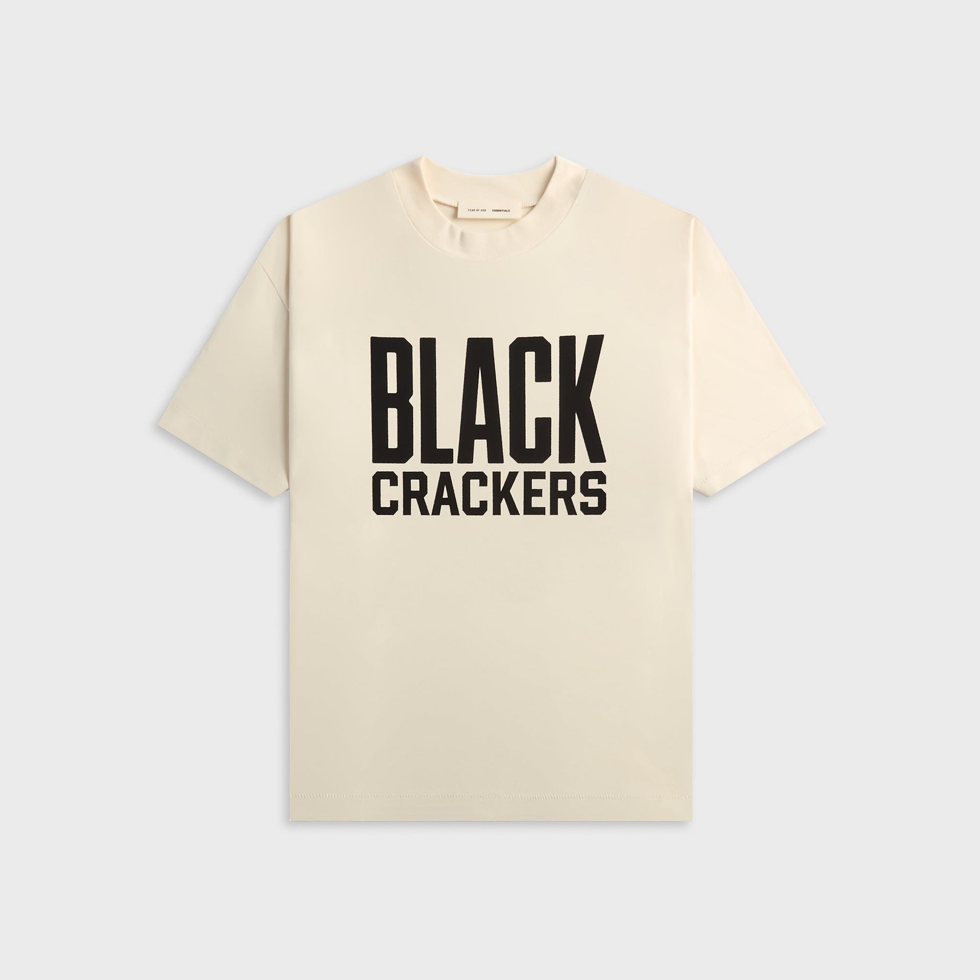 Essentials Black Crackers Classic Crewneck Tee - Cream White