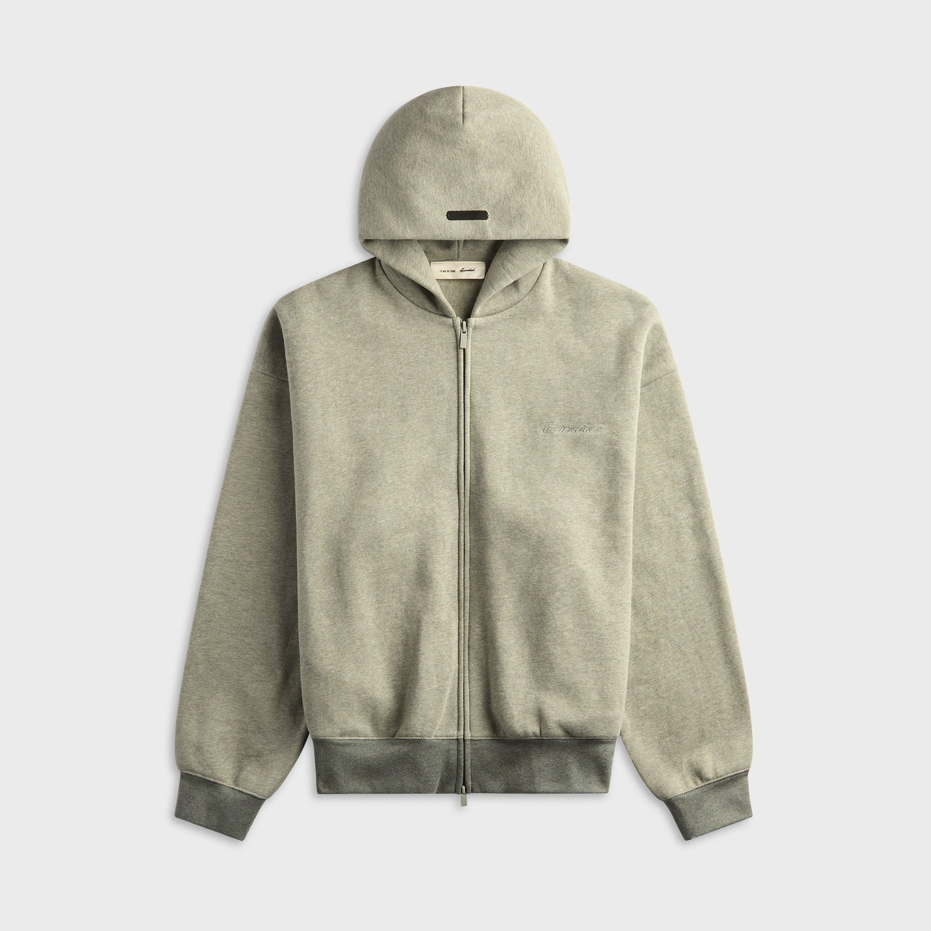 Essentials Signature Classic Full Zip Hoodie - Concrete Heather / Dark Concrete Heather