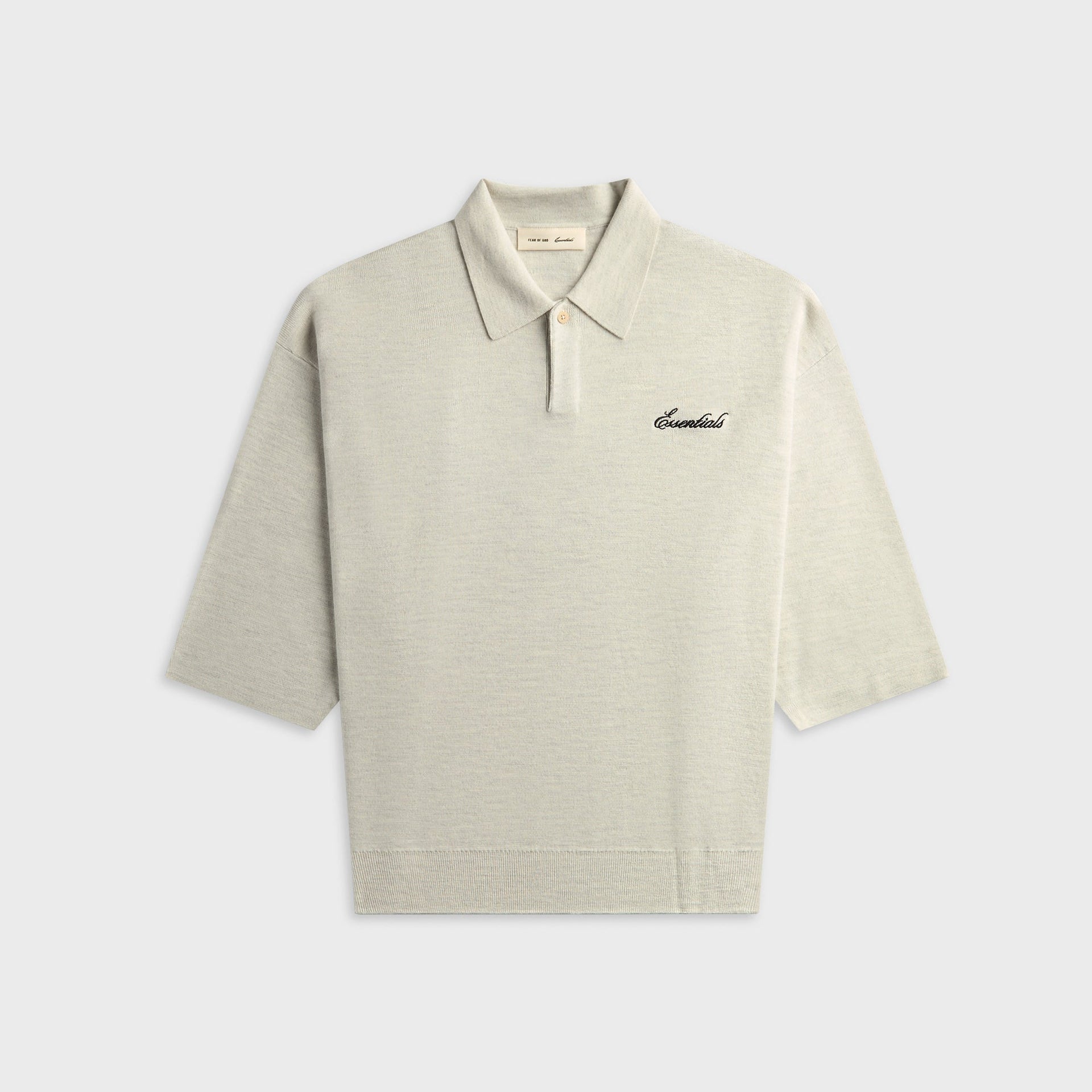 Essentials Signature 3/4 Sleeve 90s Knit Polo - Oatmeal Heather