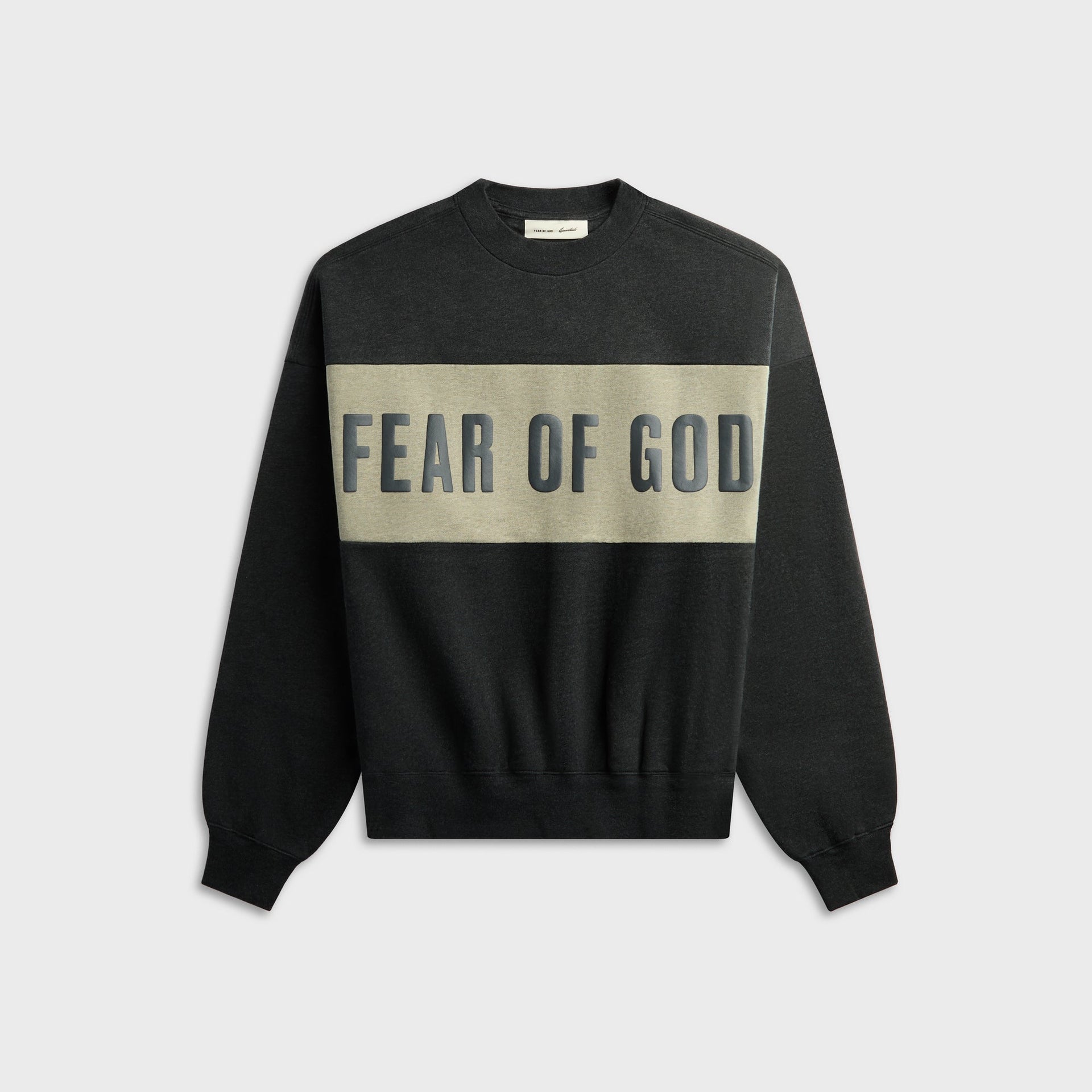 Essentials Cropped Relaxed Paneled Sweatshirt - Iron Grey Heather / Seal Heather