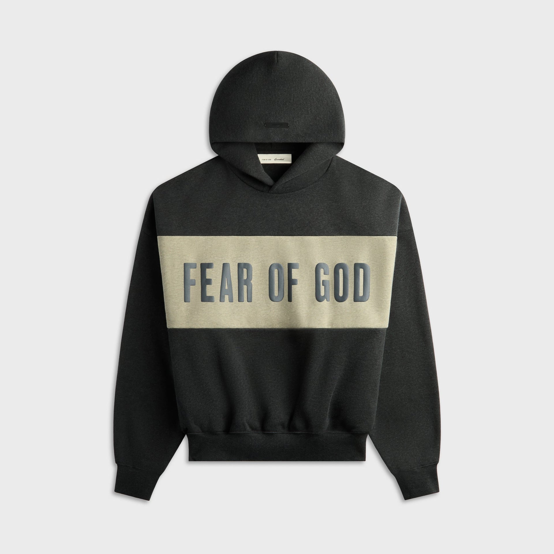 Essentials Cropped Relaxed Paneled Hoodie - Iron Grey Heather / Seal Heather