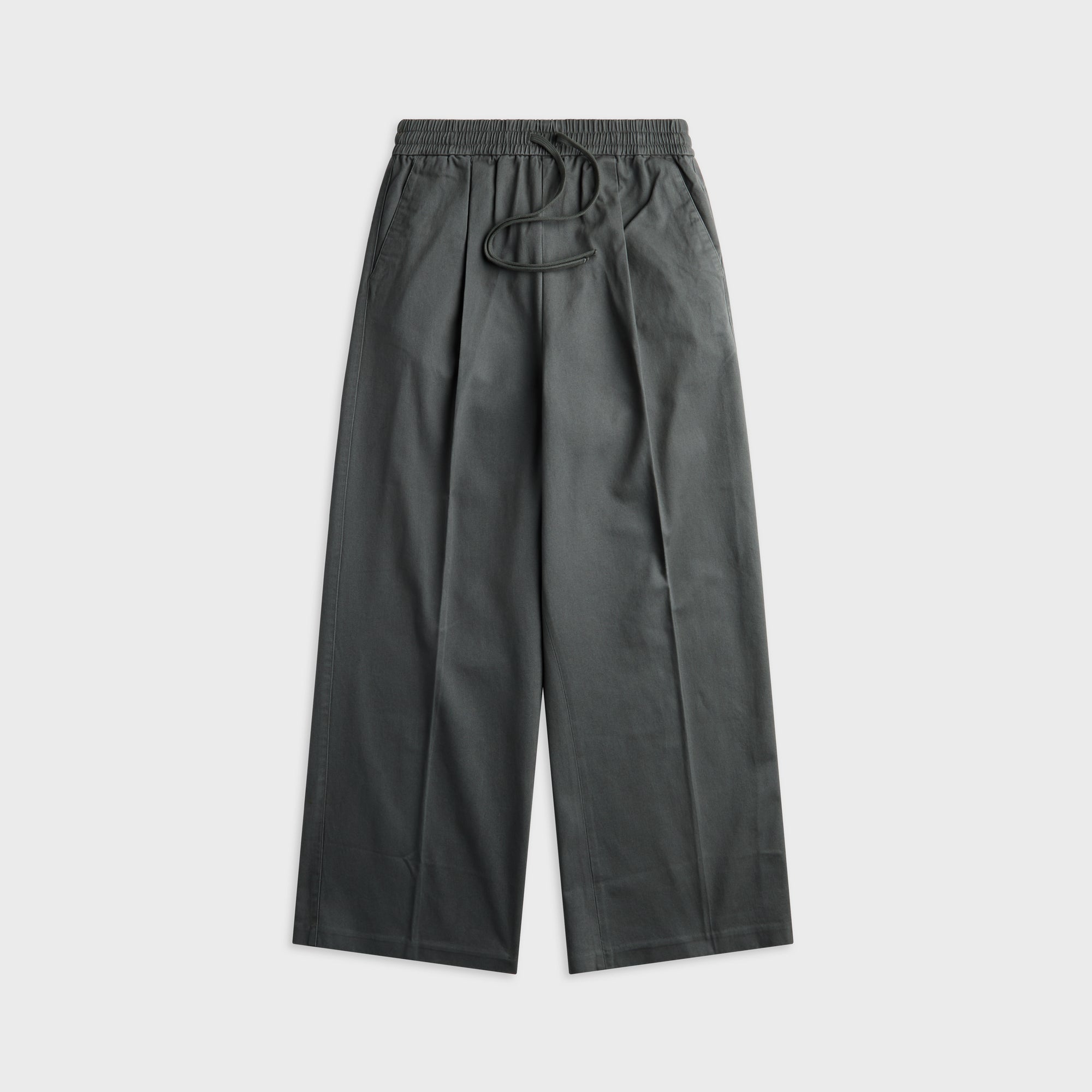 Essentials Cotton Twill Pleat Front Drawstring Pant - Iron Grey – Kith