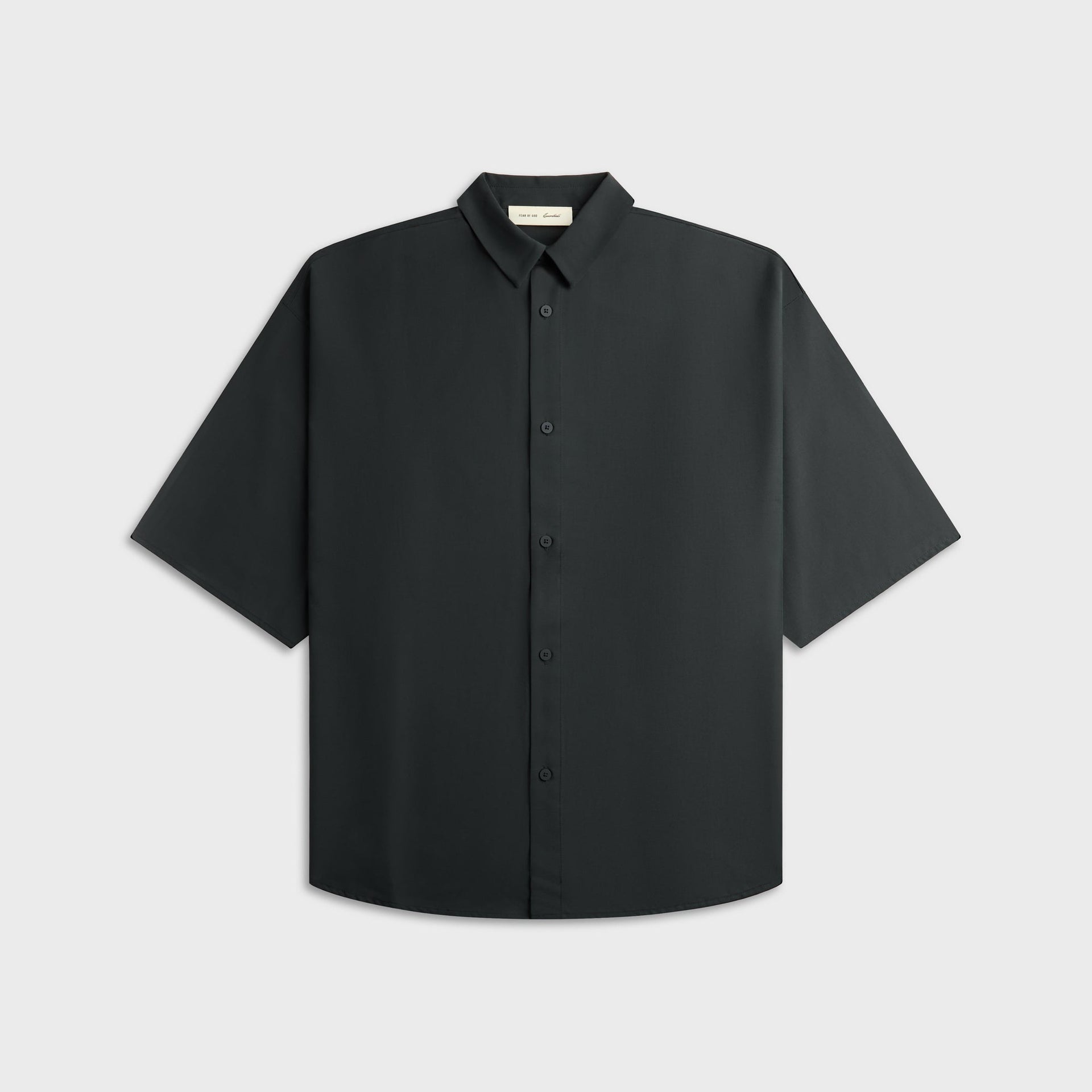 Essentials Silk Blend 3/4 Sleeve Button Up Shirt - Vintage Black
