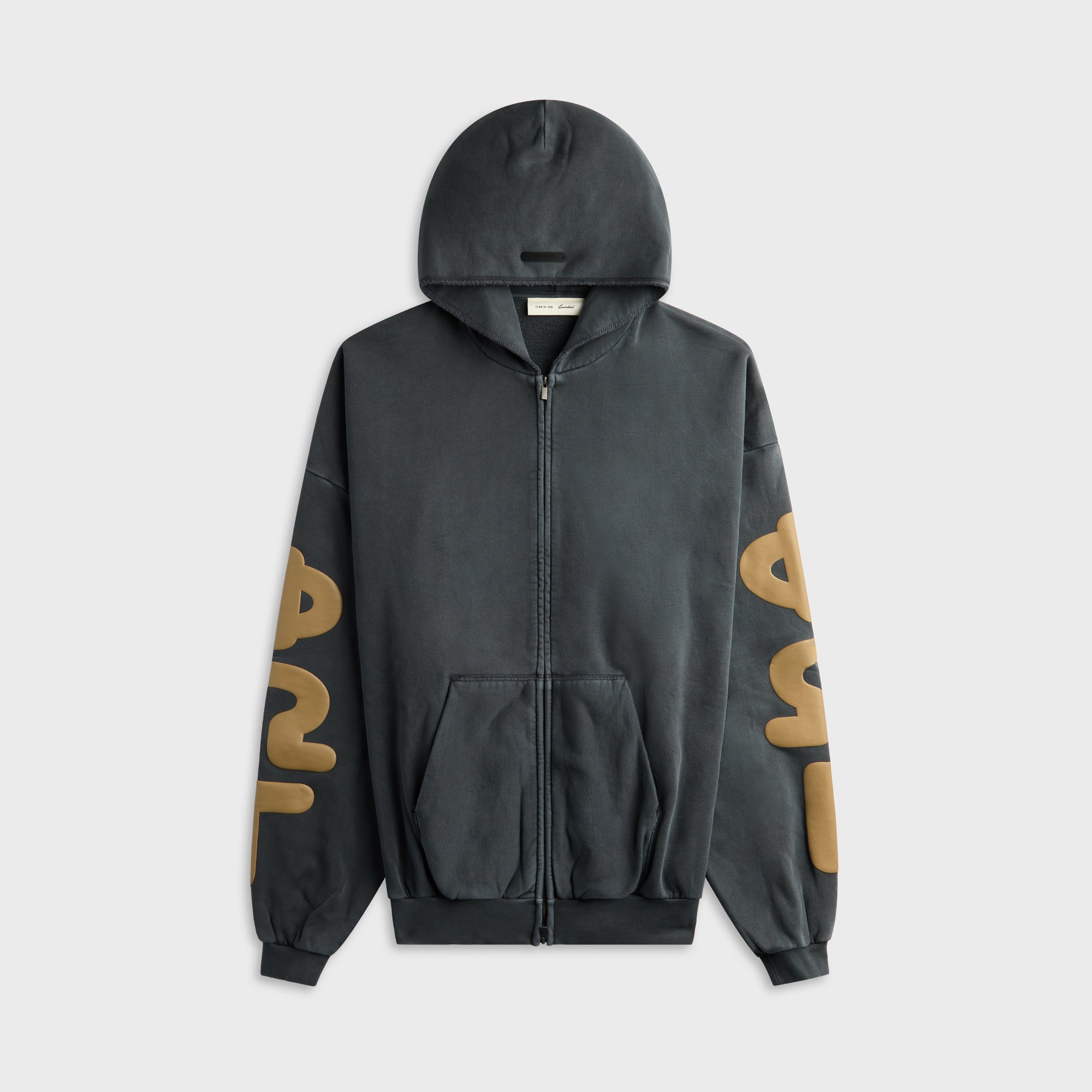Essentials 90's Zip Up Hoodie - Washed Iron Grey – Kith