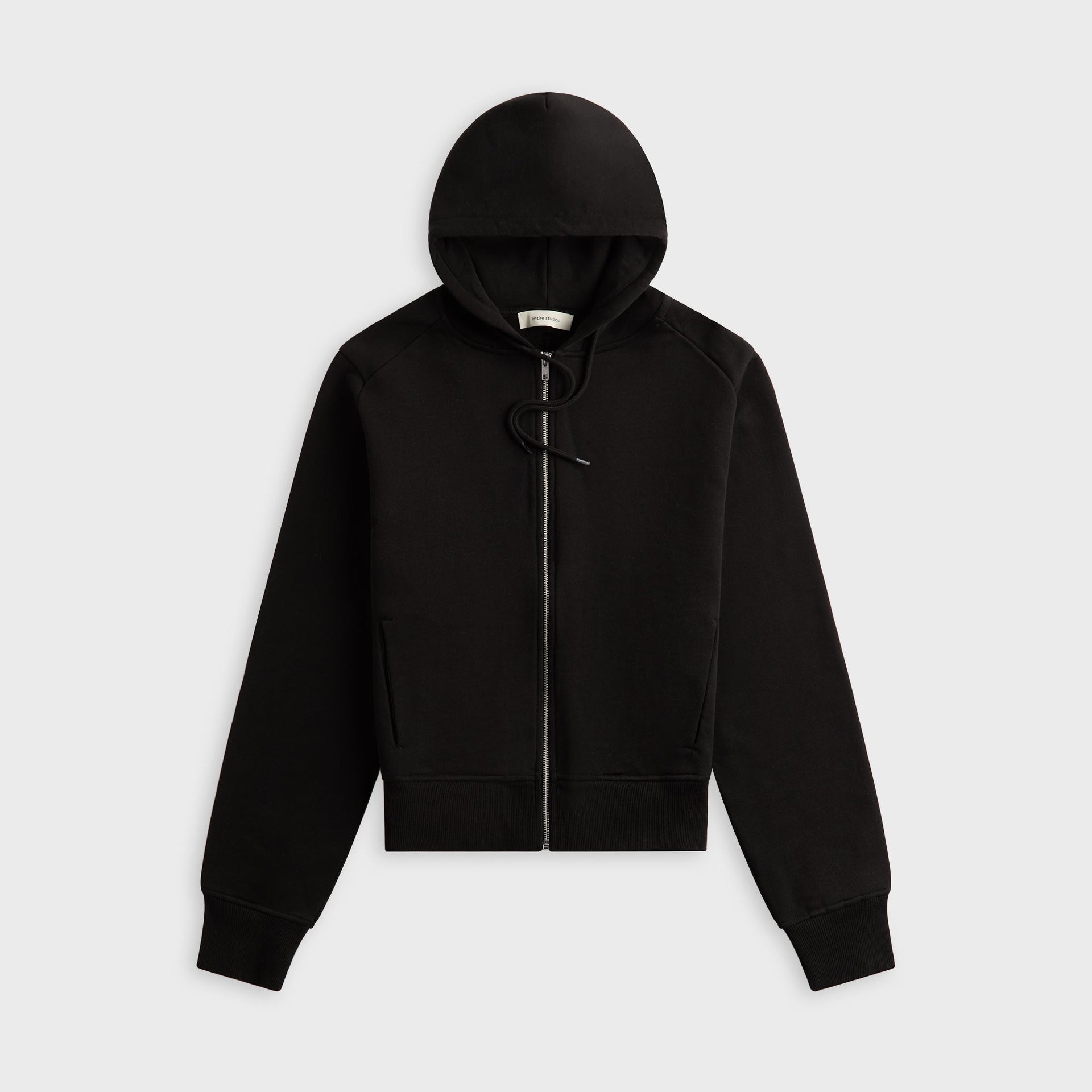 Entire Studios Lightweight Cropped Zip-Up Hoodie - Black