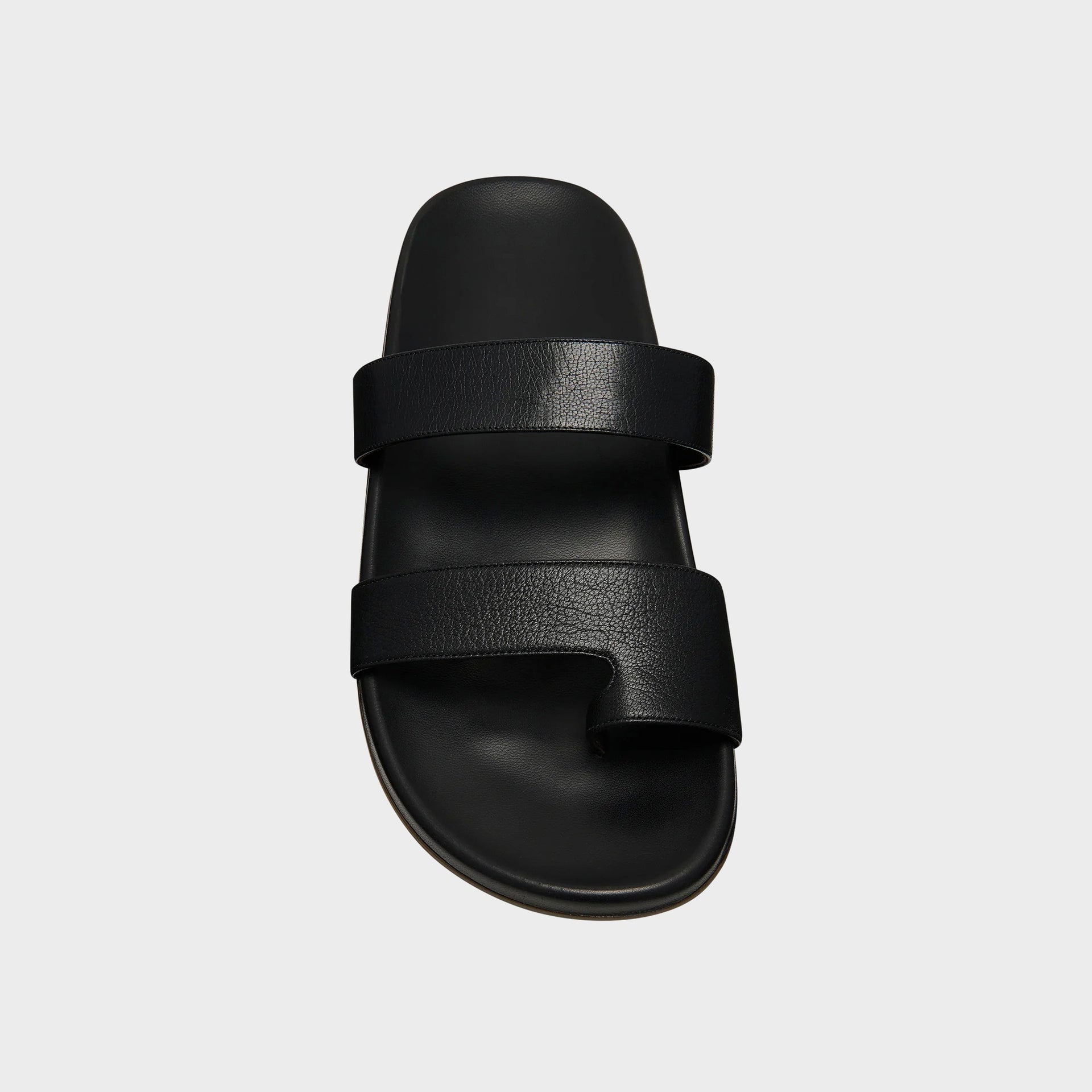 The Row Hugh Sandal Grainy Calfskin - Black