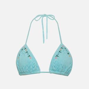 Frankies Bikinis x GUIZIO Tide Knit Top - Aqua Embroidery
