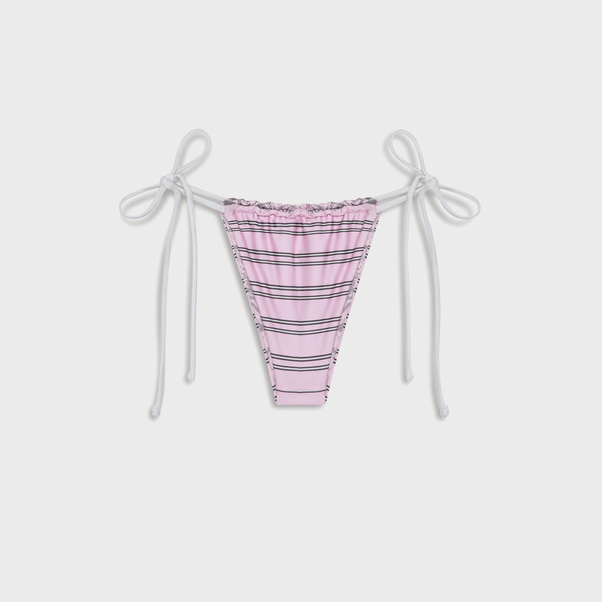 Frankies Bikinis Reversible Tia Satin Bottom - Pink Stripe
