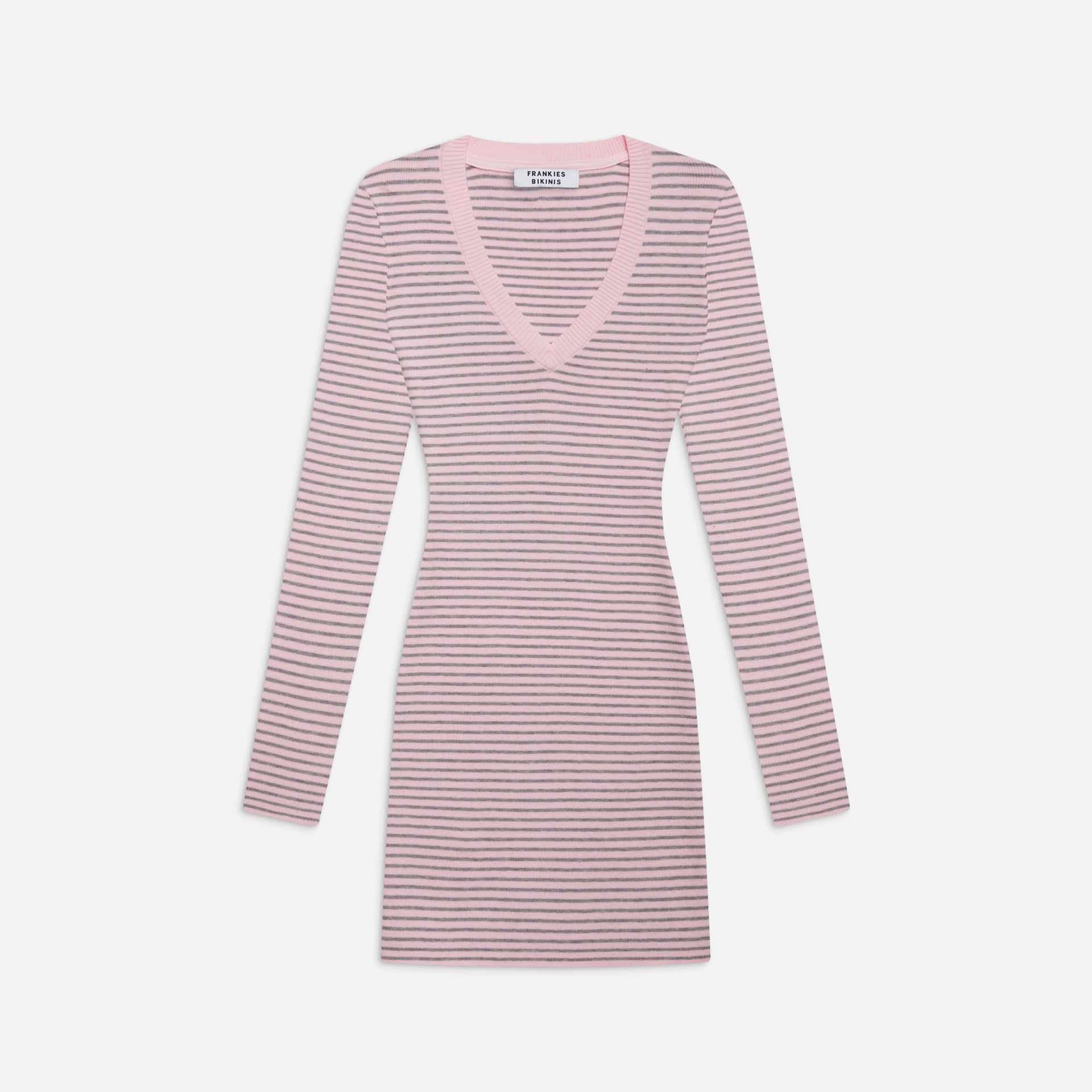 Frankies Bikinis Sweetheart Ribbed Knit Dress - Rosewater Stripe Kith Frankies Bikinis Sweetheart Ribbed Knit Dress - Rosewater Stripe Kith