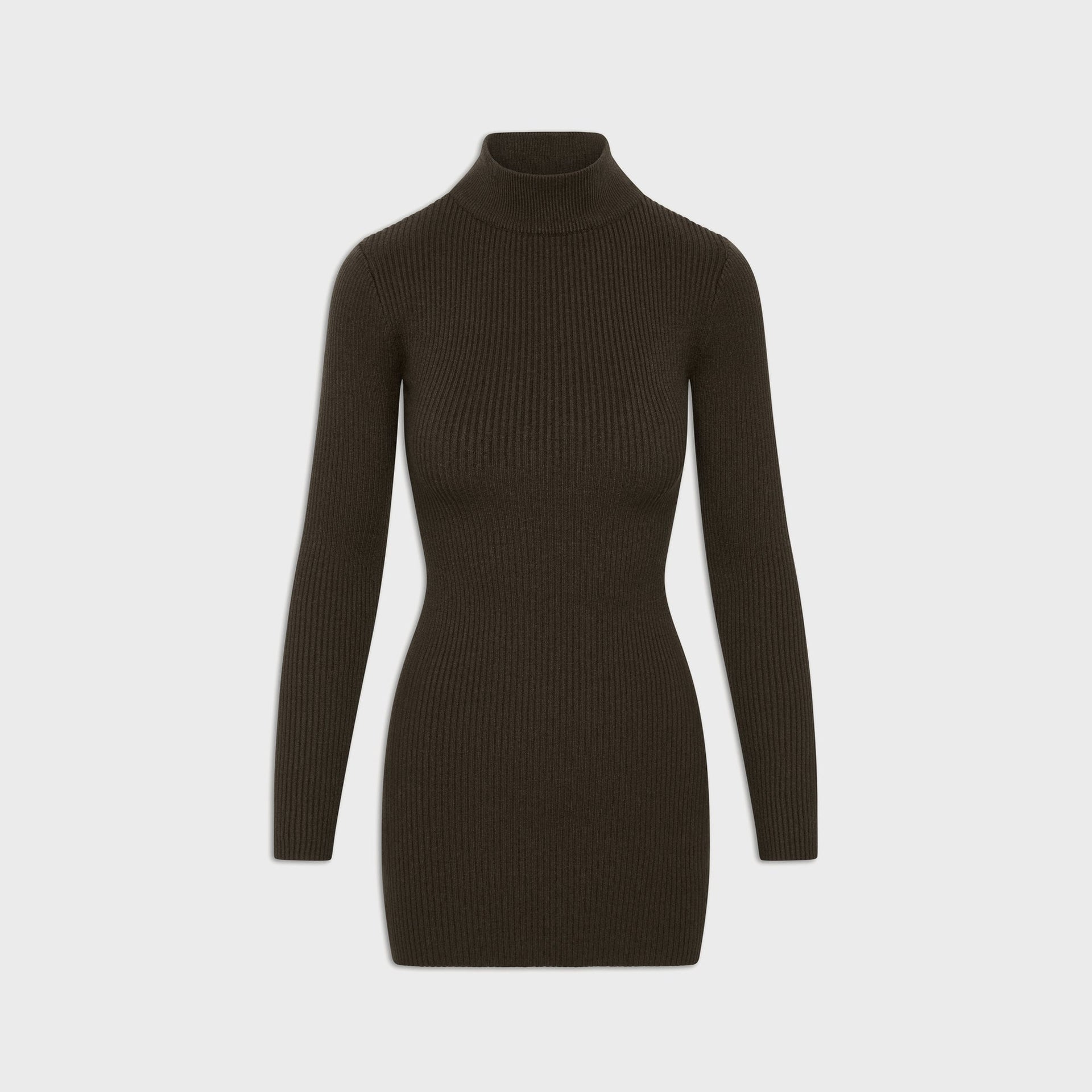 Frankies Bikinis Date Night Ribbed Knit Mini Dress - Chocolate Brown
