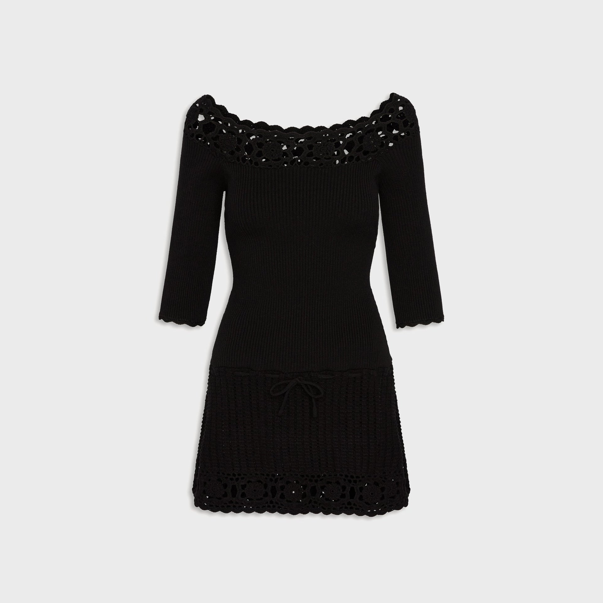 Frankies Bikinis - Kaia Crochet Knit Mini Dress - Black Frankies Bikinis - Kaia Crochet Knit Mini Dress - Black