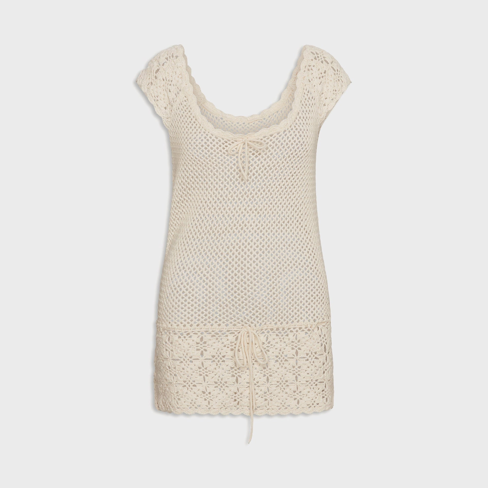 Frankies Bikinis Moss Crochet Mini Dress - White Rose