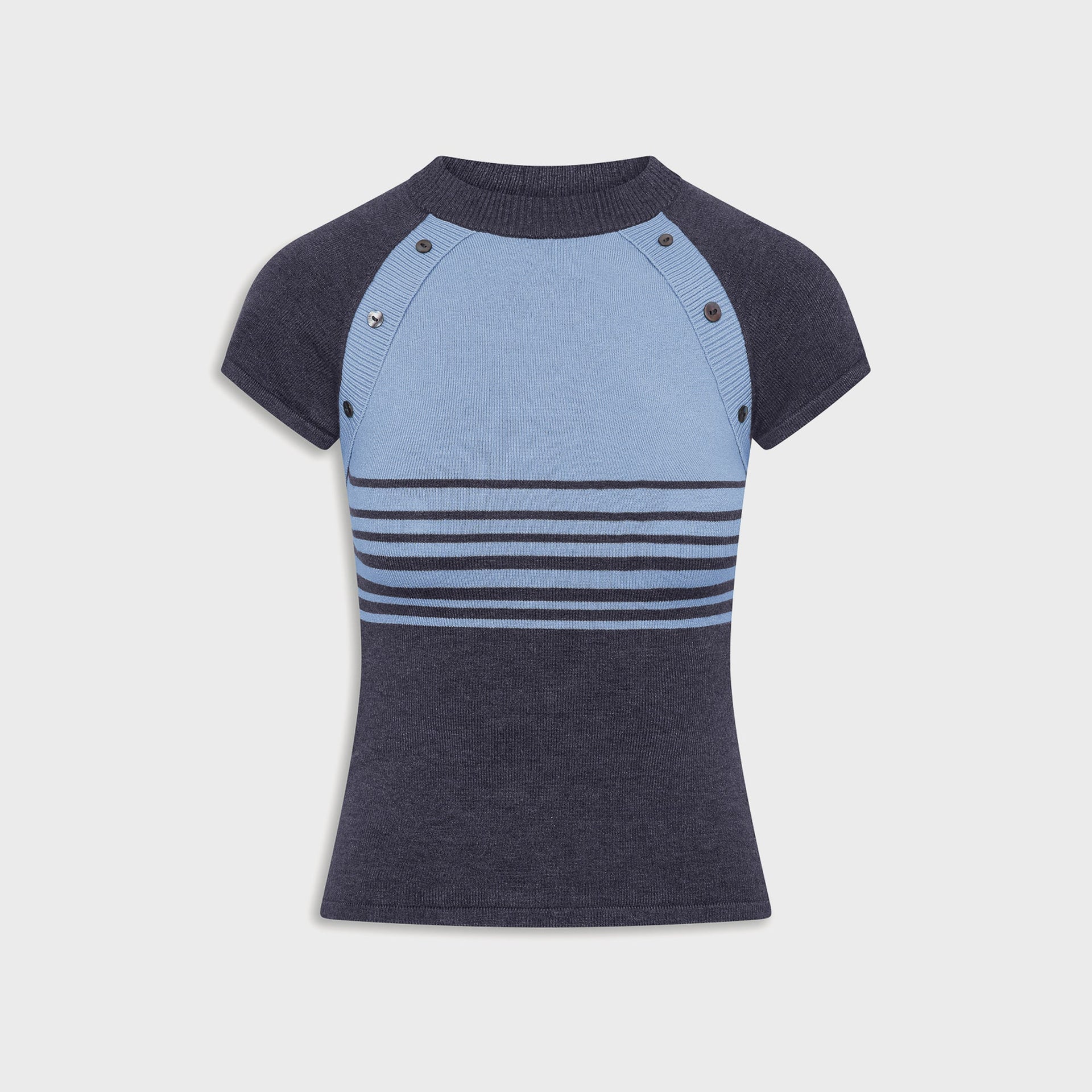 Frankies Bikinis Shore Cloud Knit Short Sleeve Shirt - Stone Stripe