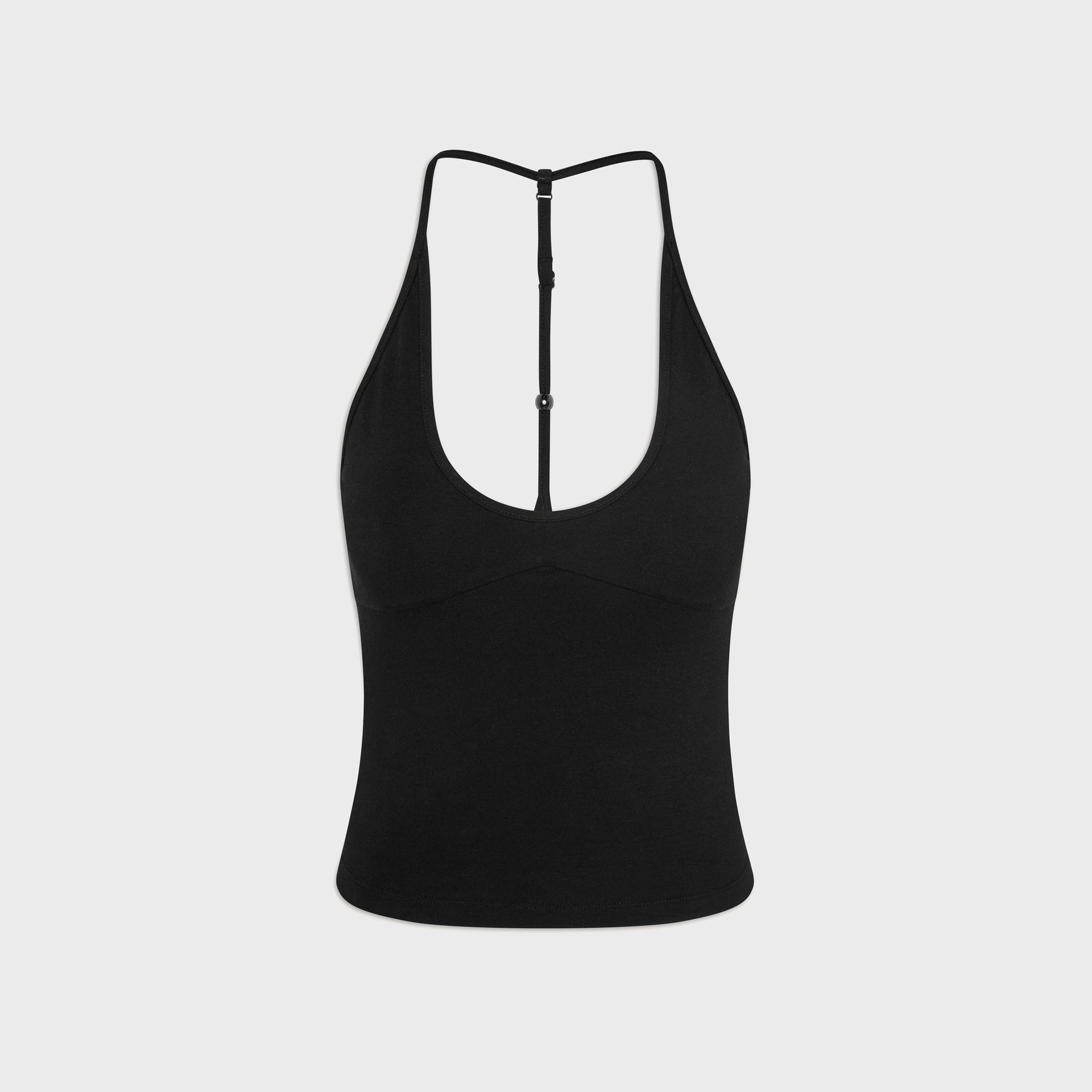 Frankies Bikinis x Jennie Chantal Halter Cotton Jersey Top - Black