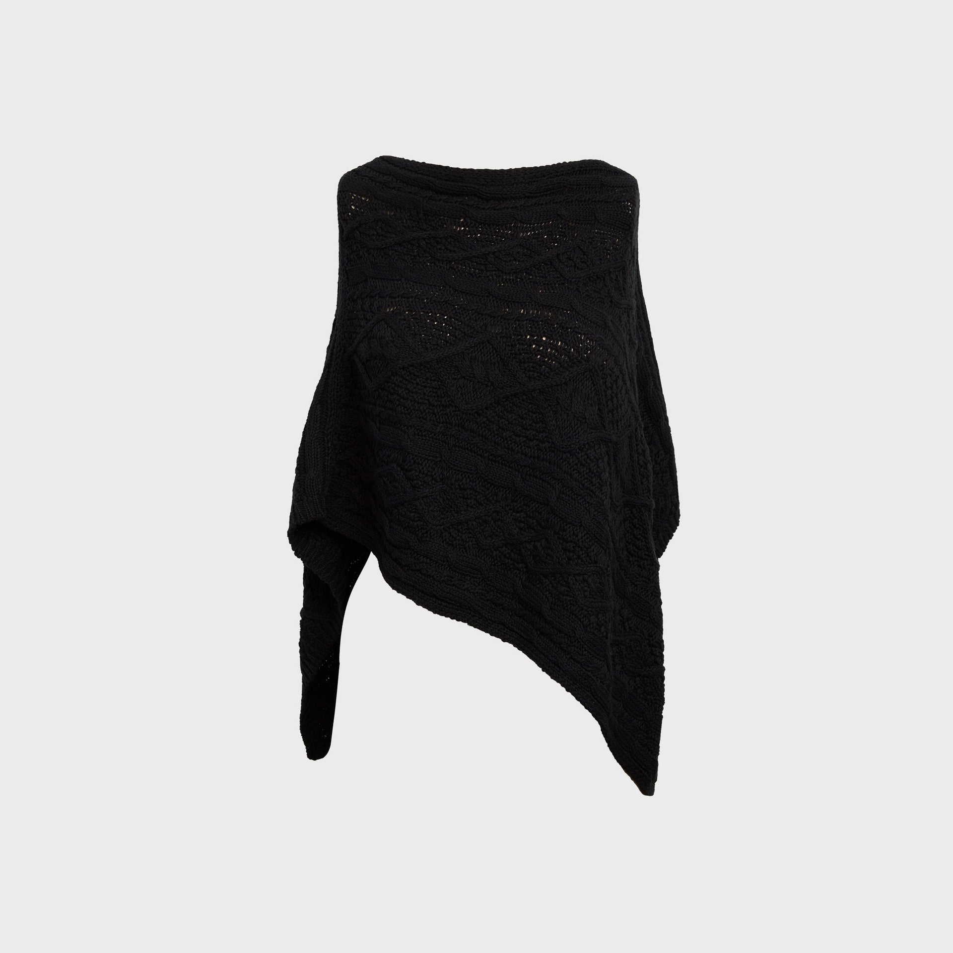 Frankies Bikinis Aspen Cable Knit Poncho - Black