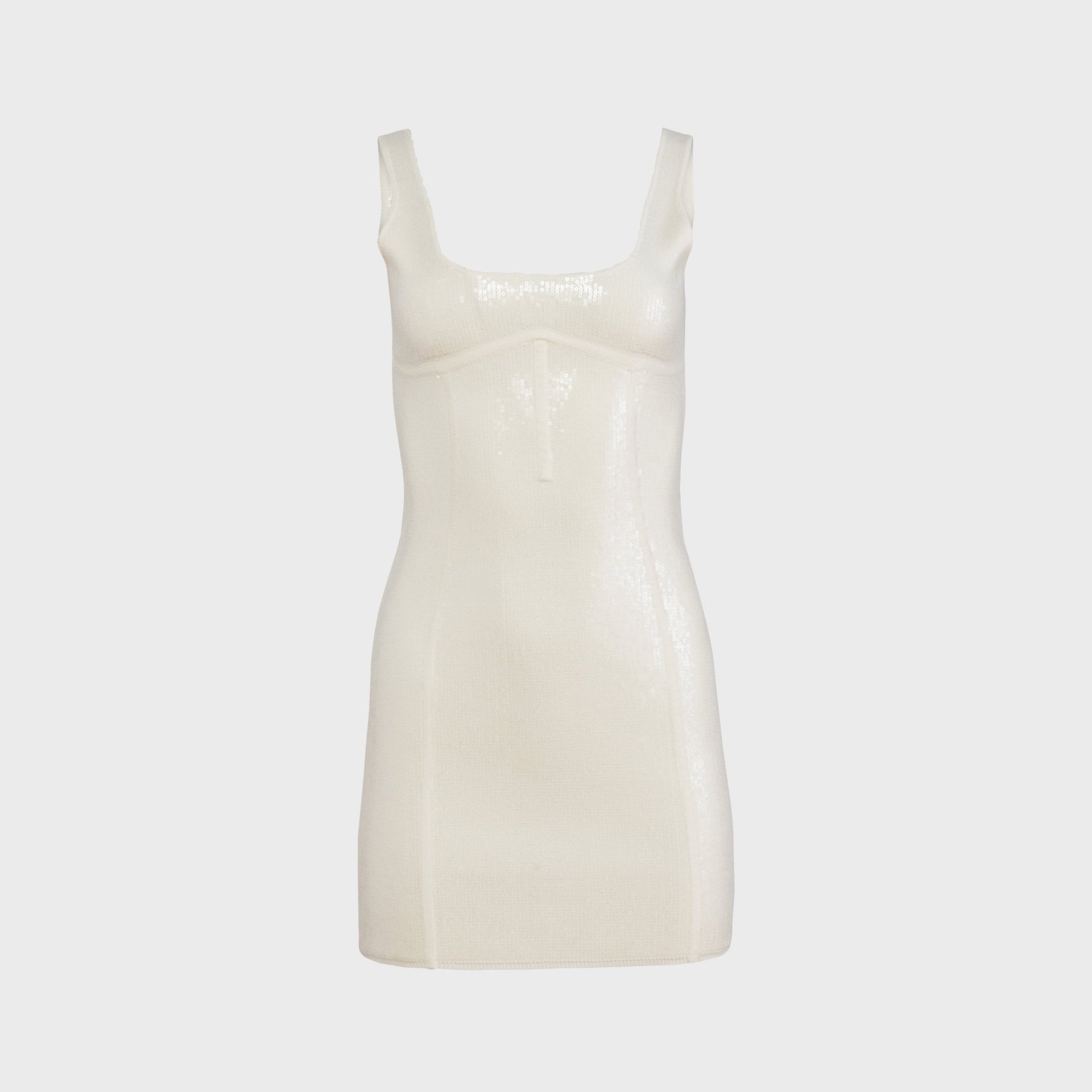 Fleur du Mal Knit Bodycon Mini Corset Dress - White