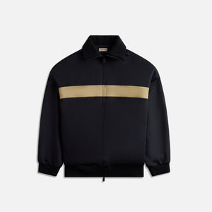 feather-trimmed hooded jacket Stripe Track Jacket - Black