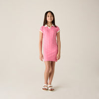 Kith Kids Script Knit Tilden Dress - Peony