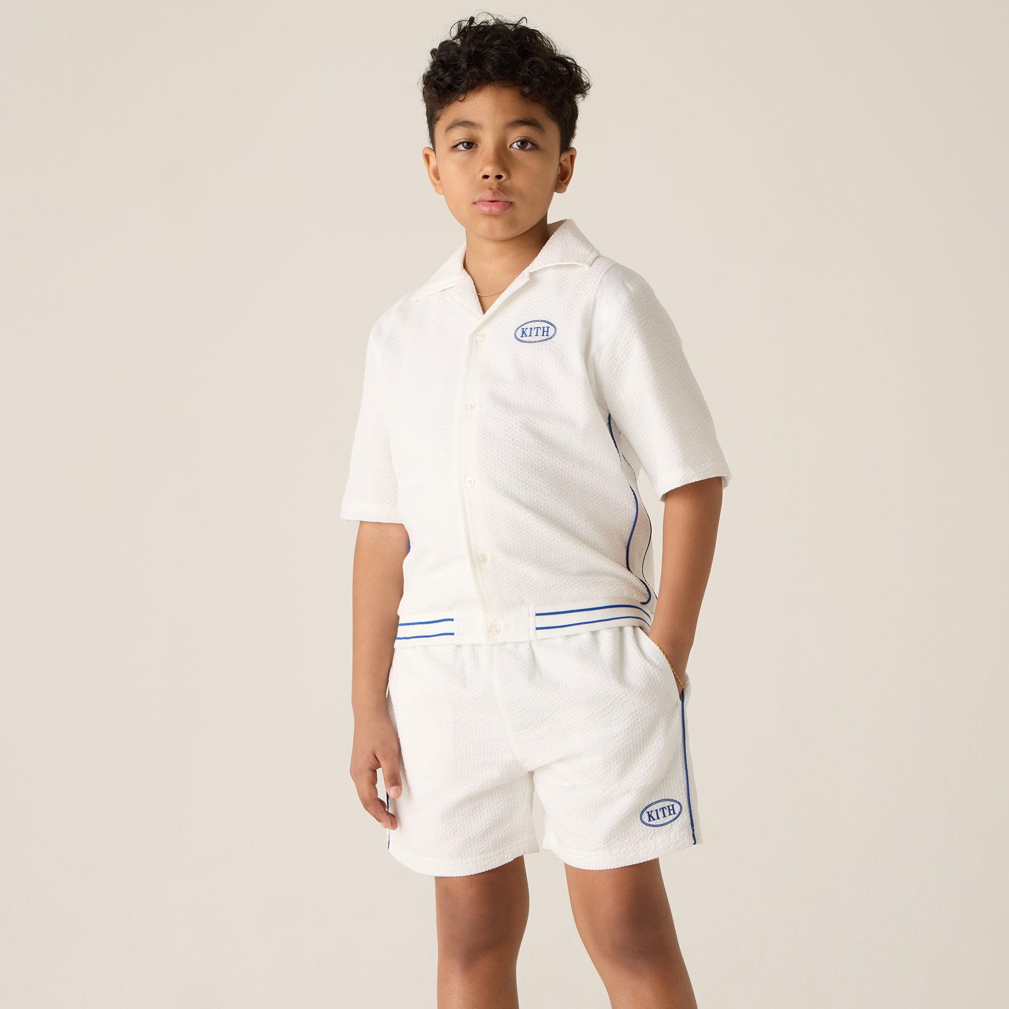 Kith Kids Patchwork Linden Quarter Zip Polo - Larimar