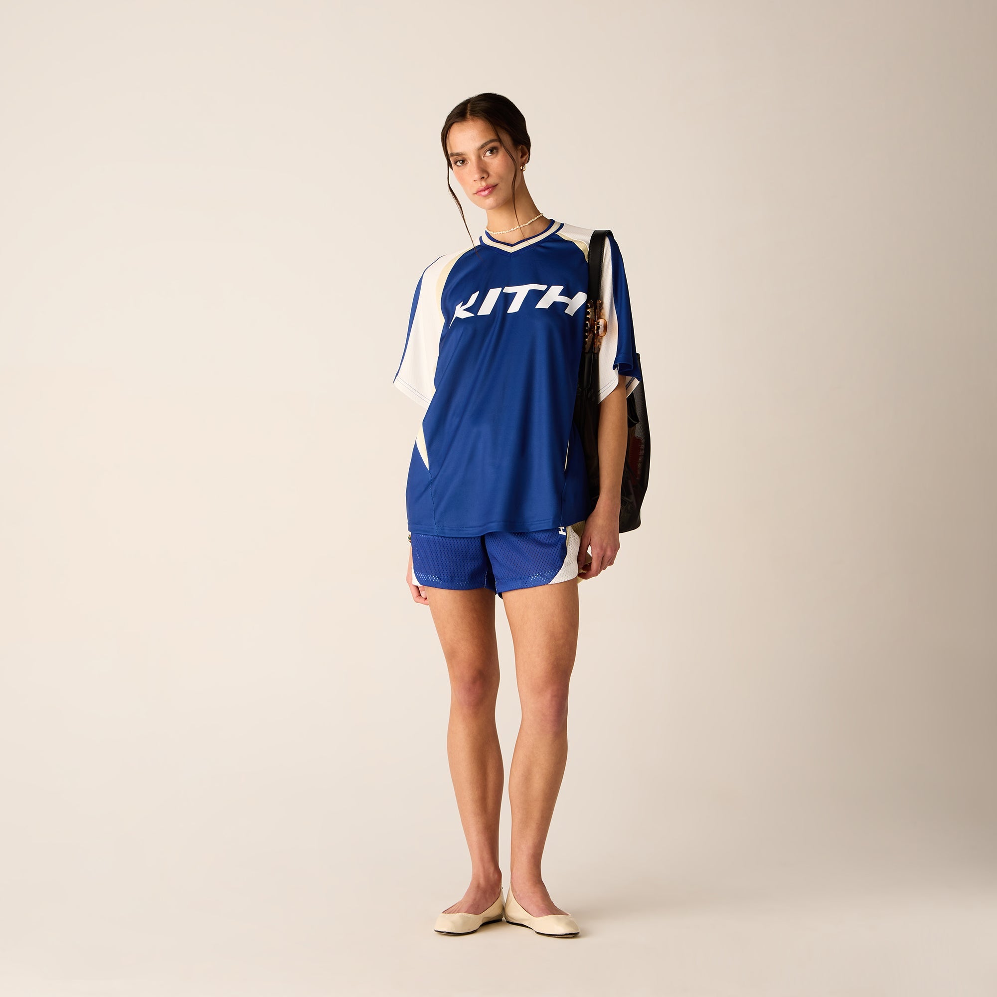 【U LAN】Beskitt V-neck mesh short-sleeved Kith Women Tobi Mesh Short - Current
