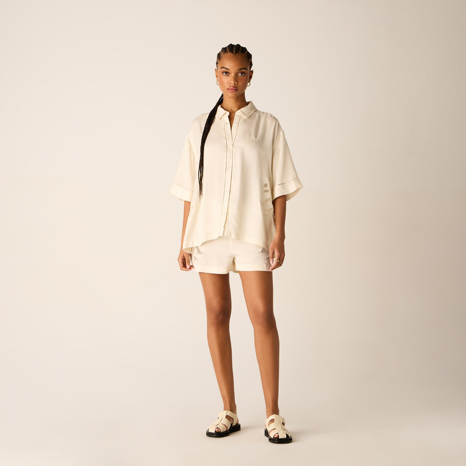 Kith Women Mari Broderie Crest Shirt - Waffle