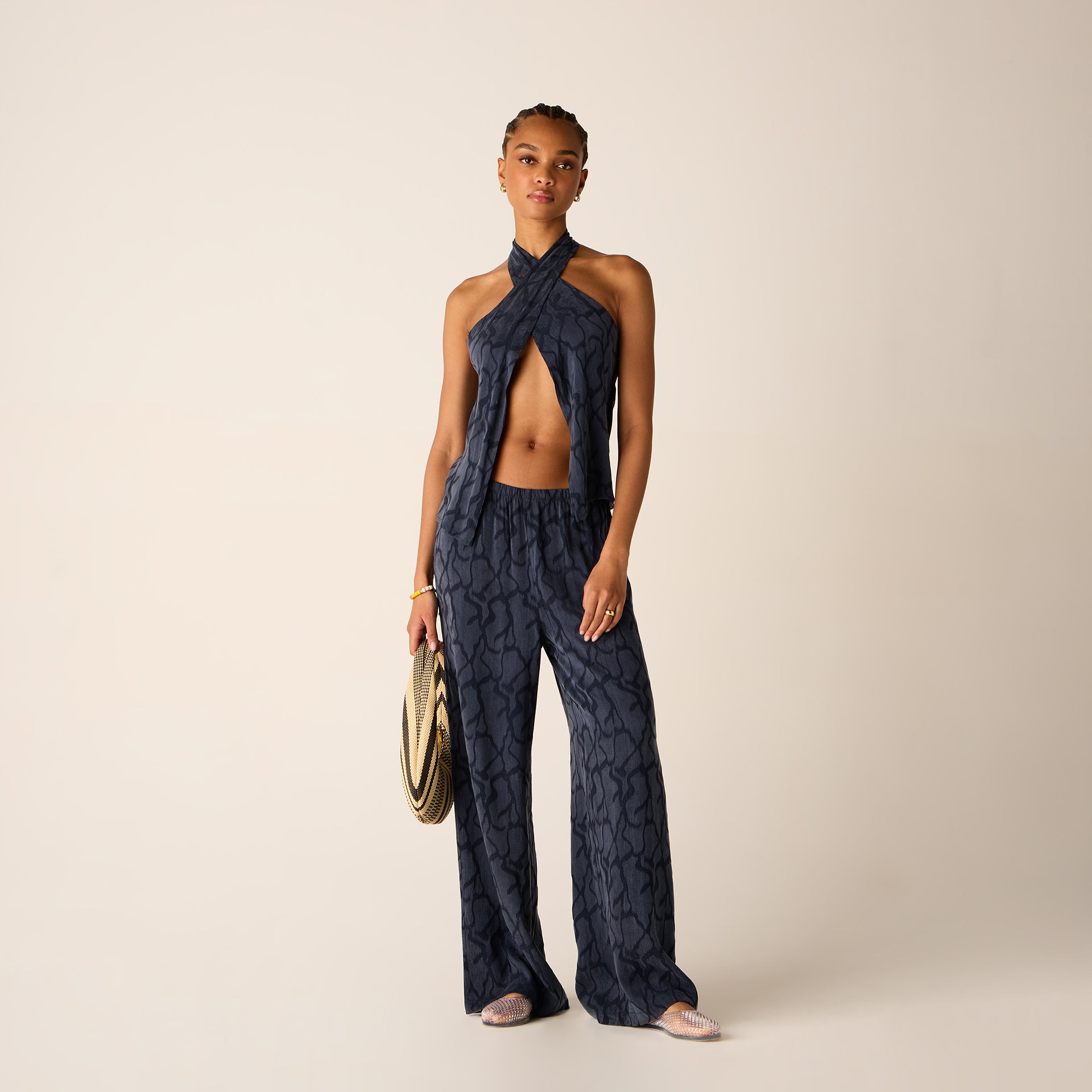 Kith Women Mika Wavy Jacquard Wrap Halter - Nocturnal