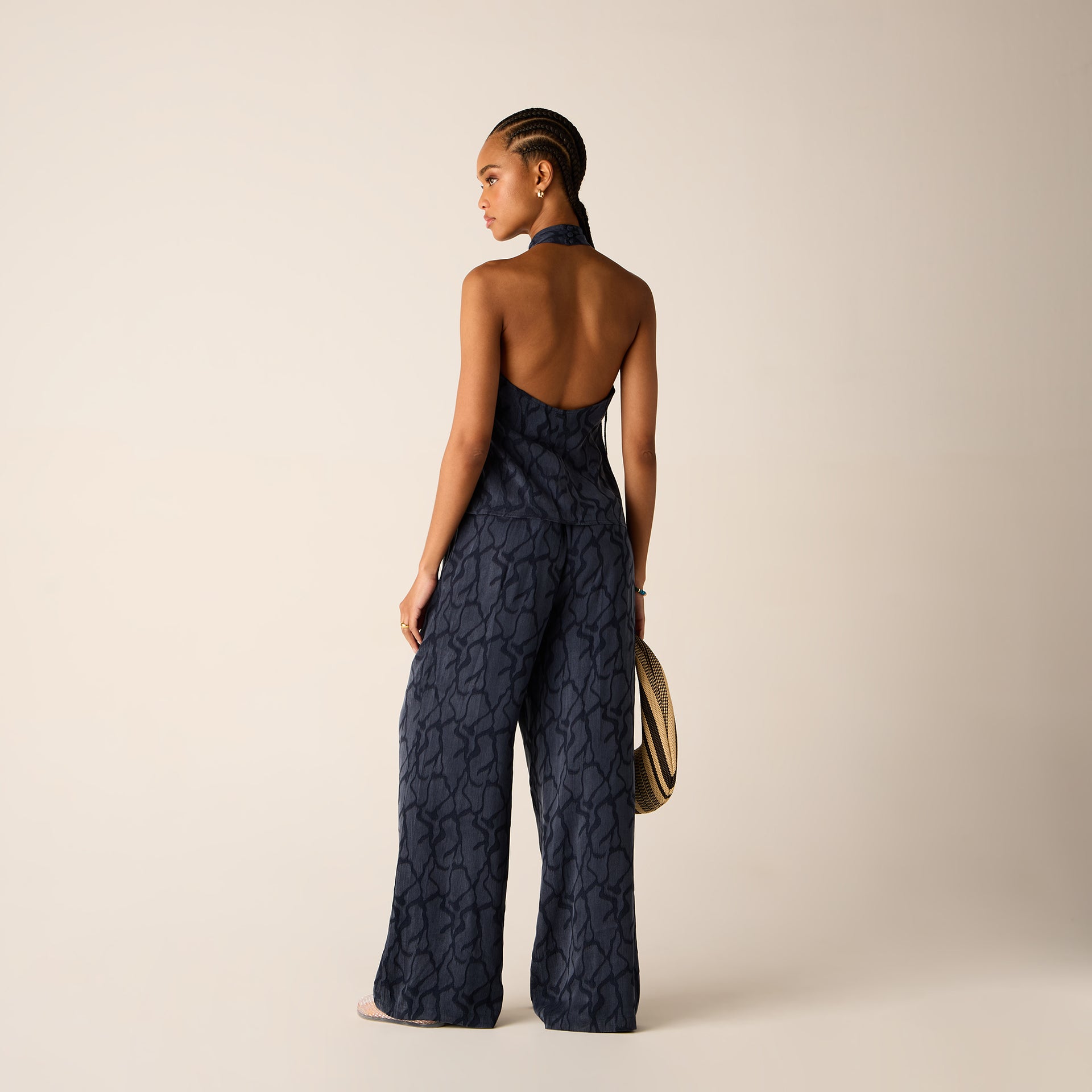 Kith Women Mika Wavy Jacquard Wrap Halter - Nocturnal