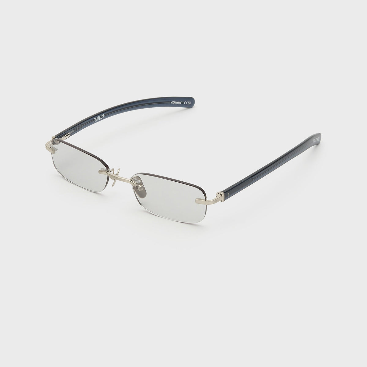 Flatlist Milo Sunglasses - Brushed Silver Crystal Blue Grey / Light Grey