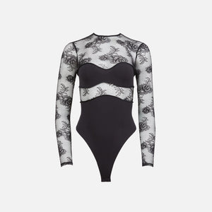 Fleur du Mal Bouquet Lace and Jersey Bodysuit - Black