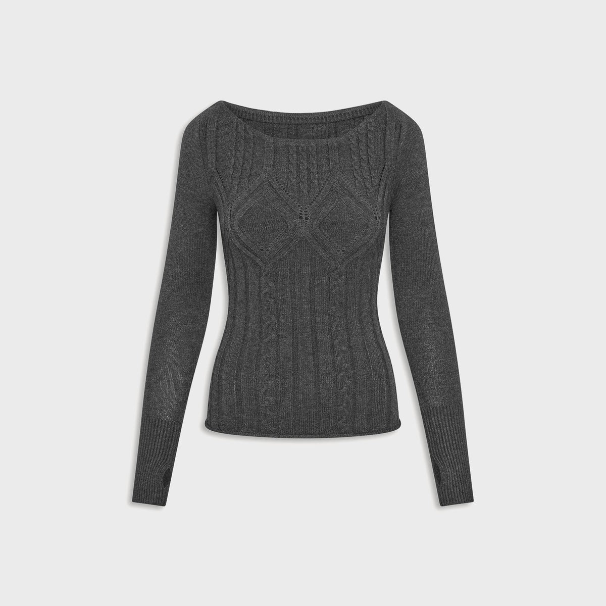Frankies Bikinis Cyprus Cloud Cable Knit Top - Winter Skies