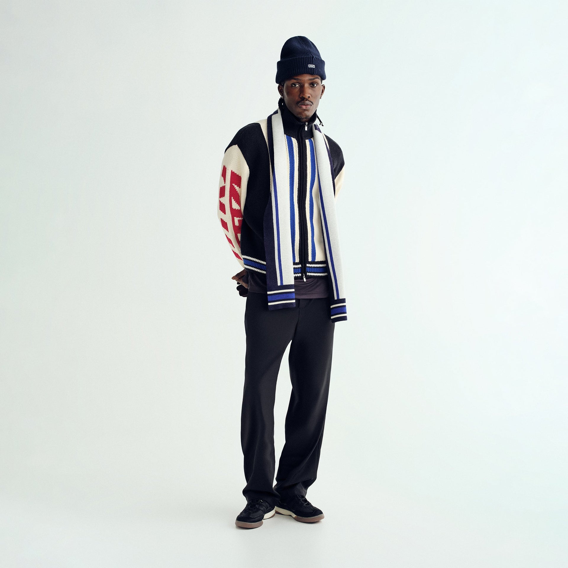 Kith Color-Blocked Moto Full Zip Wyona Sweater - Sandrift