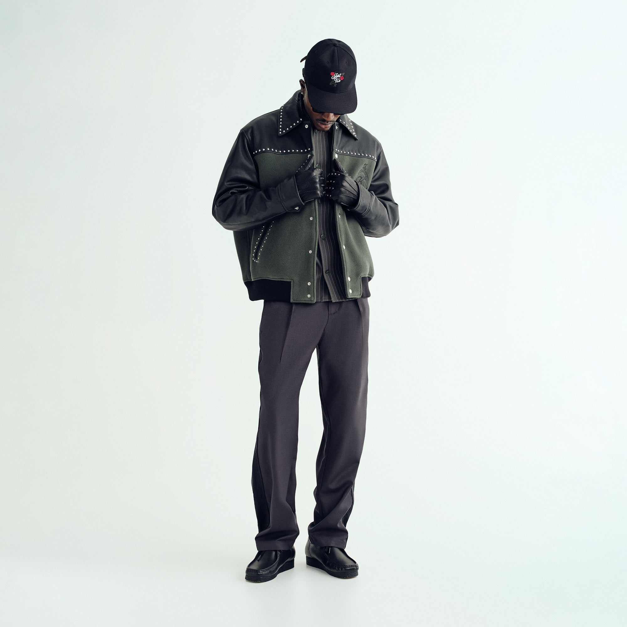KITH ブラック ジャケット Kith Double Weave Boxy Collared Overshirt - Black