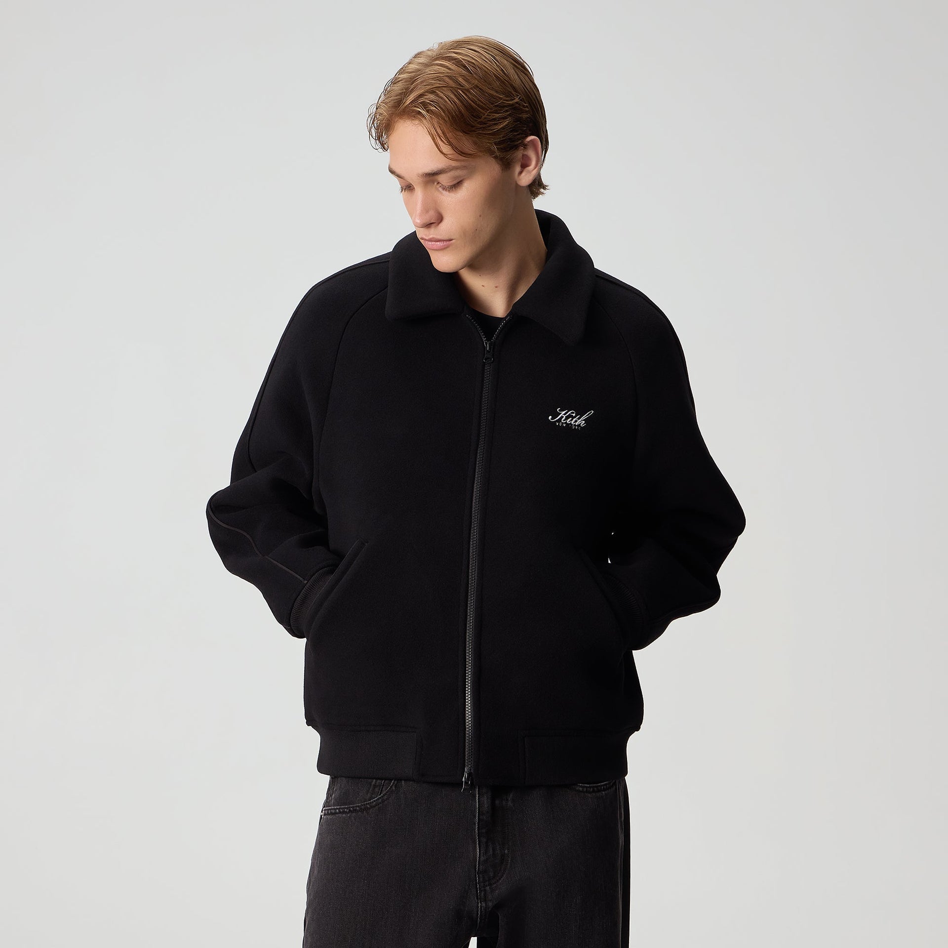 Kith for the New York Yankees Melton Wool Raglan Varsity Jacket - Black - PH
