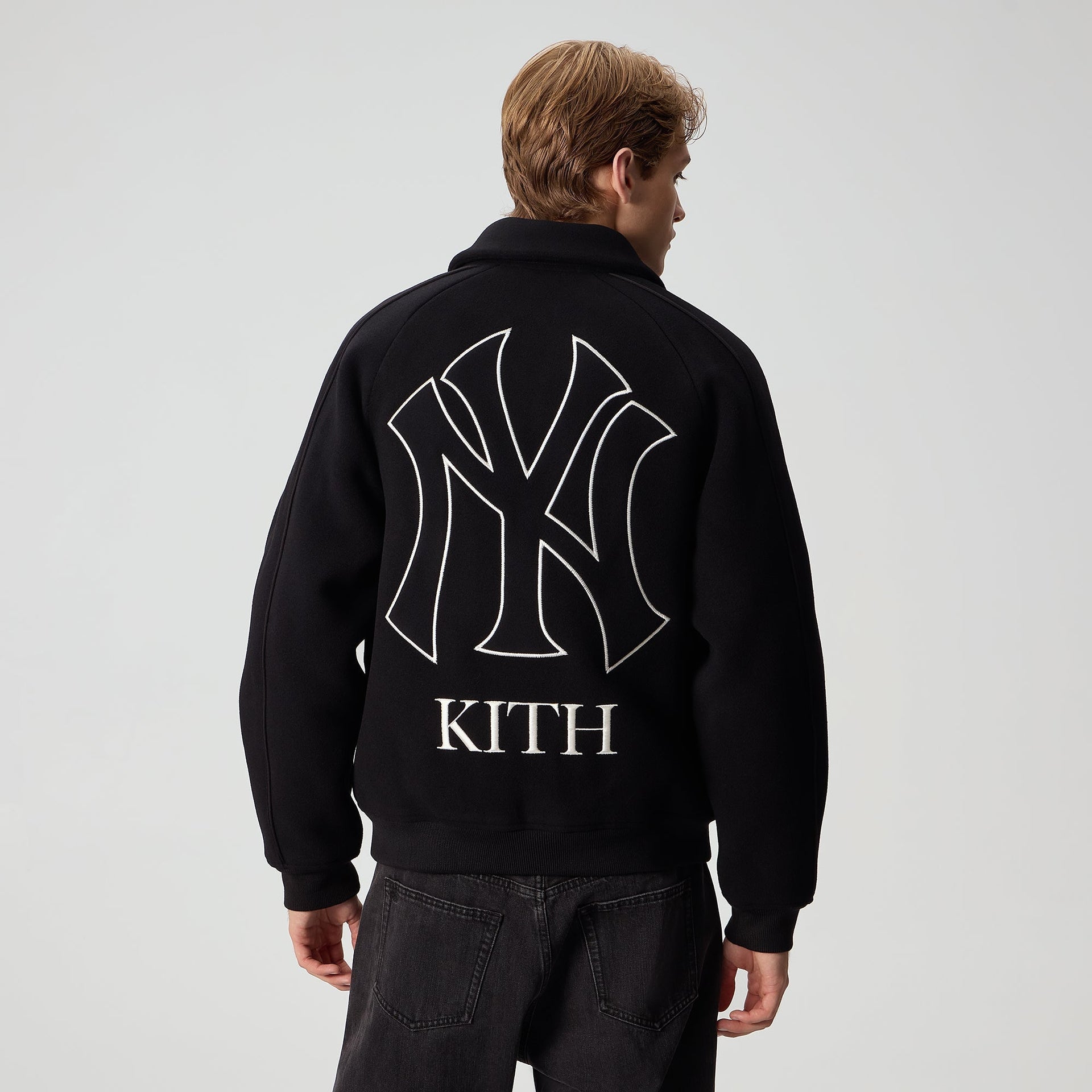 Kith for the New York Yankees Melton Wool Raglan Varsity Jacket - Black - PH