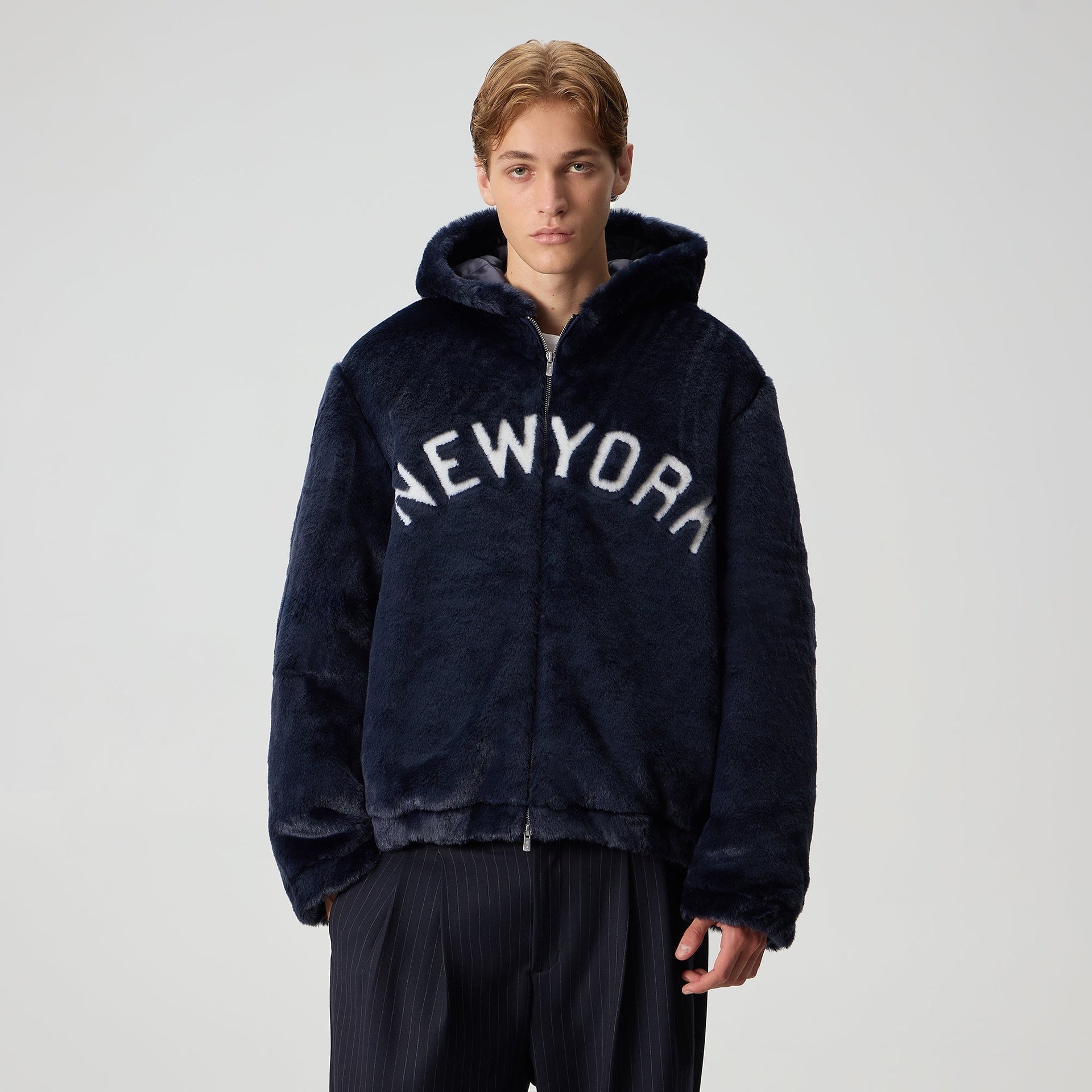 Kith for the New York Yankees Faux Fur Jacquard Jaysen Hoodie - Nocturnal - PH
