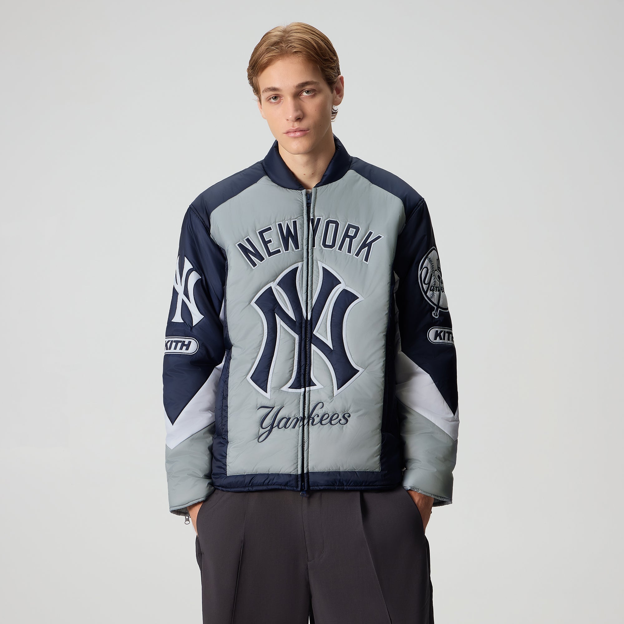 Kith for the New York Yankees Zip Brixton Puffed Shirt Jacket - Statue